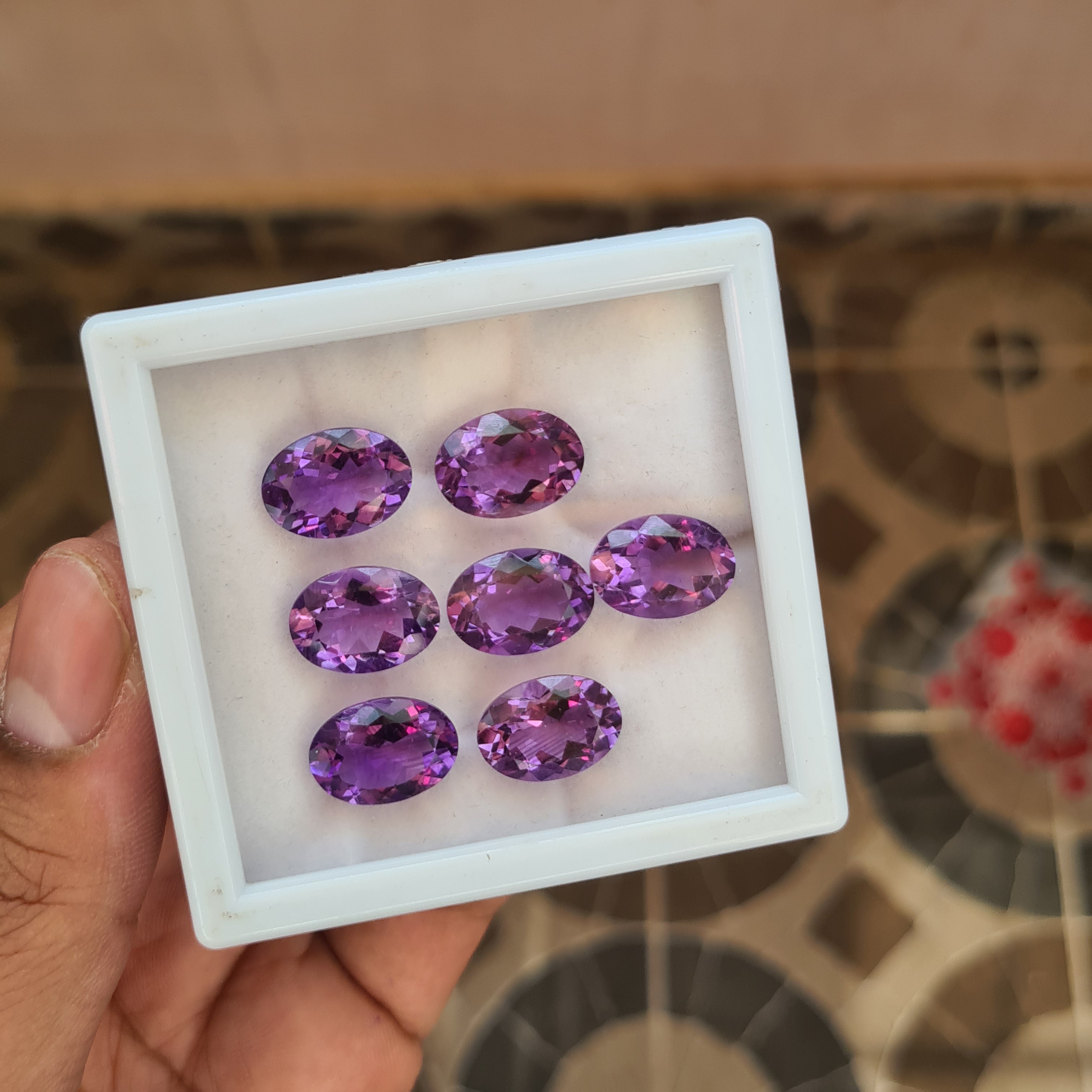 7 Pcs Natural Amethyst Cut Loose Faceted Gemstone Oval Shape Size: 14x10mm - The LabradoriteKing