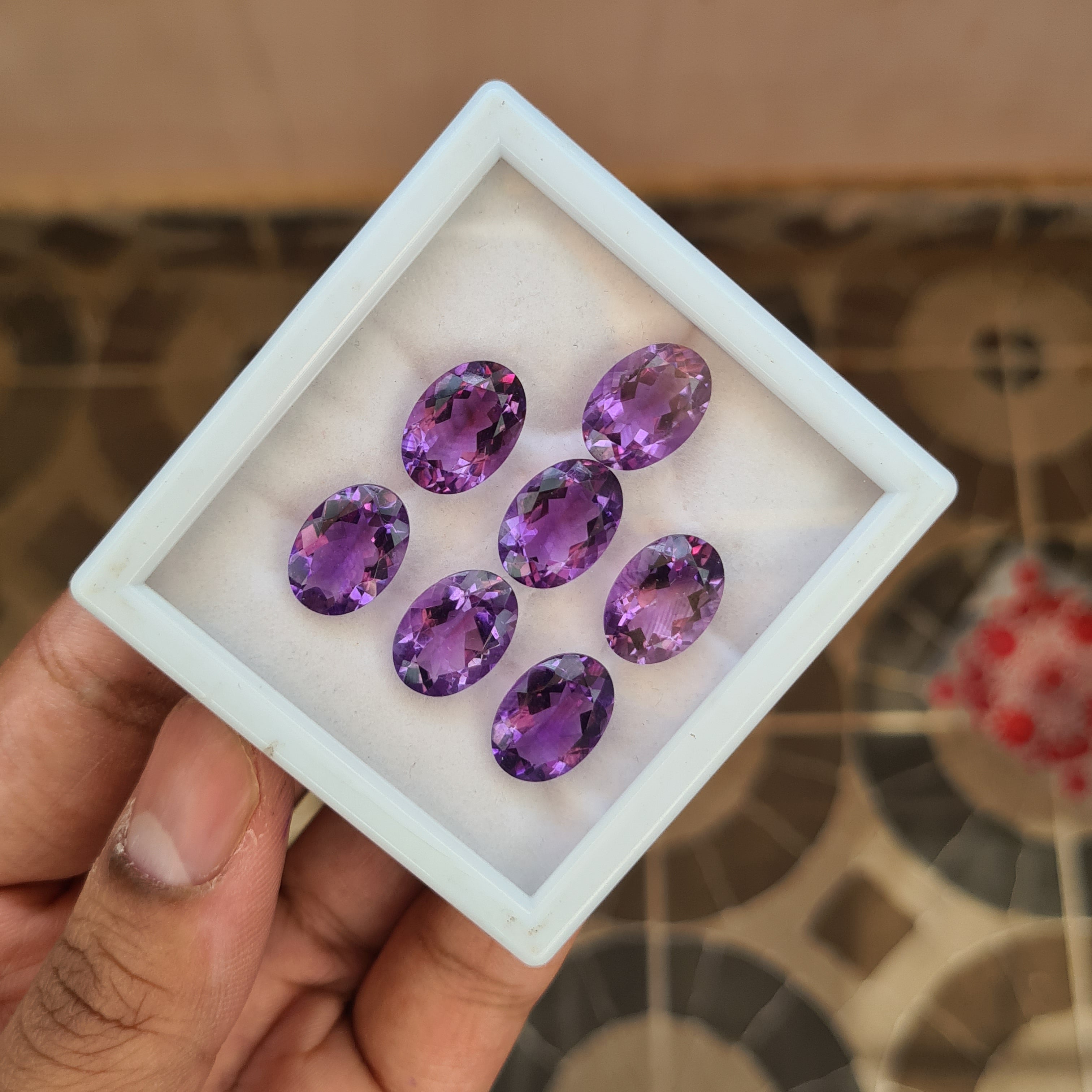 7 Pcs Natural Amethyst Cut Loose Faceted Gemstone Oval Shape Size: 14x10mm - The LabradoriteKing