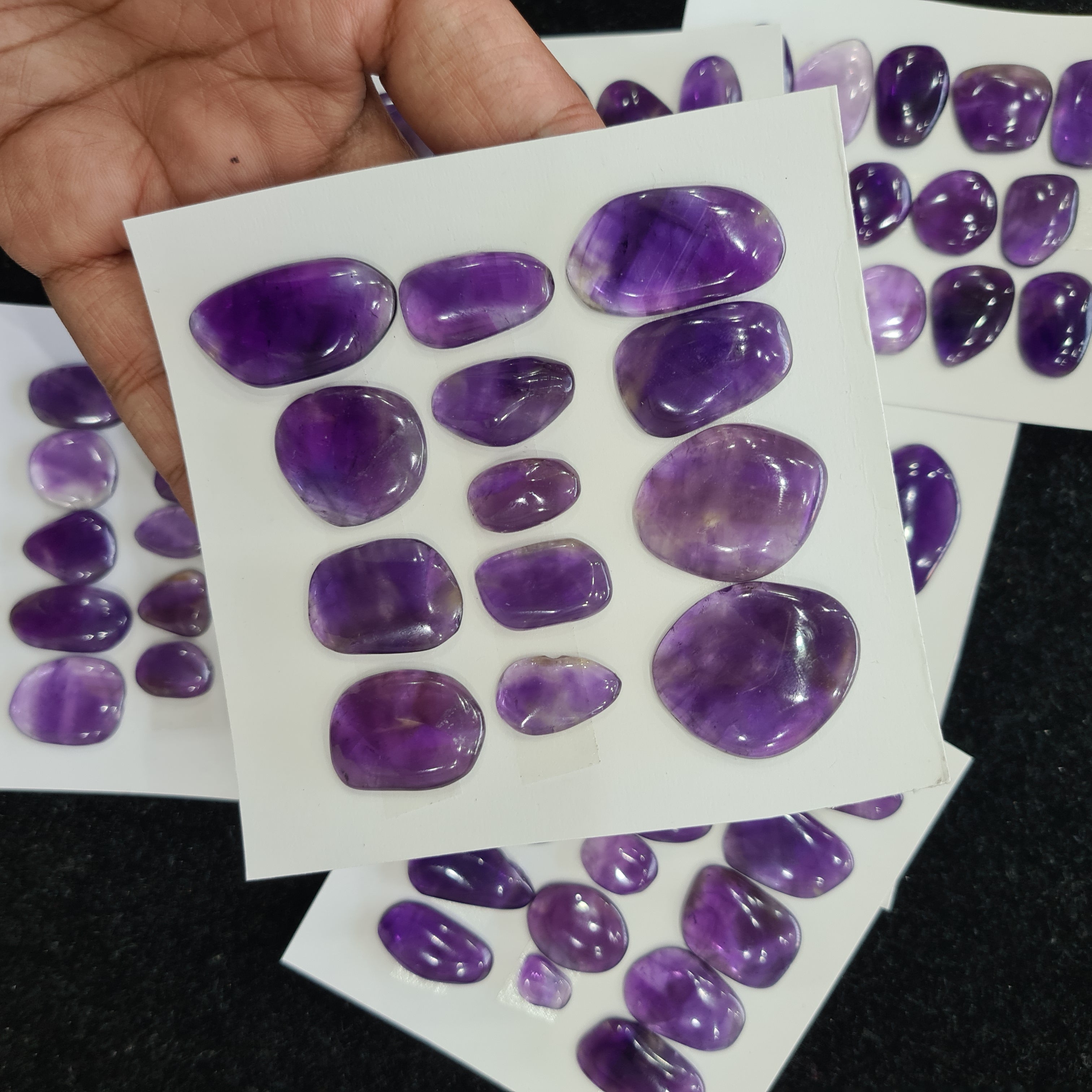 1 Card Natural Amethyst Cabochon Gemstone Uncut Shape , Size: 11-28mm - The LabradoriteKing