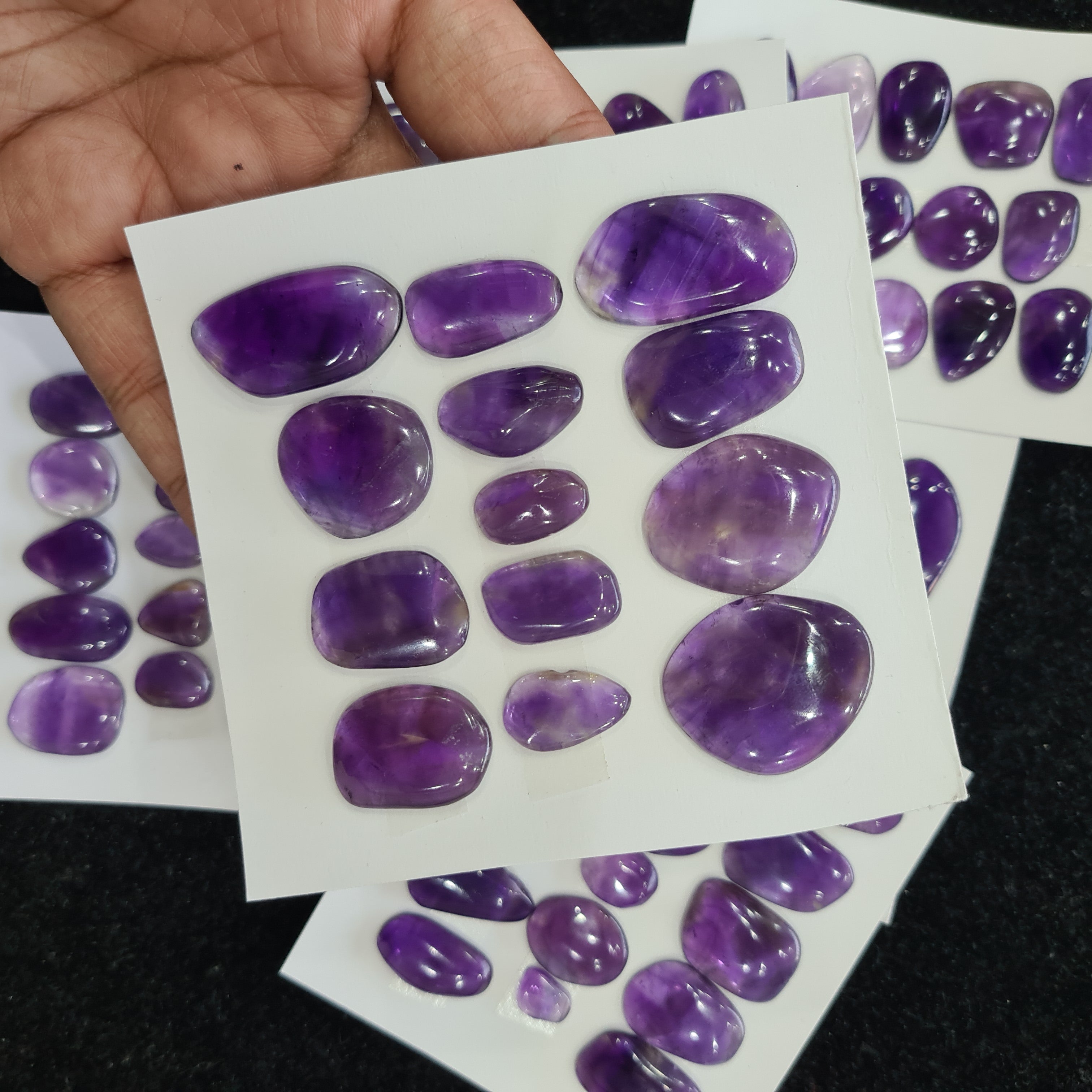 1 Card Natural Amethyst Cabochon Gemstone Uncut Shape , Size: 11-28mm - The LabradoriteKing