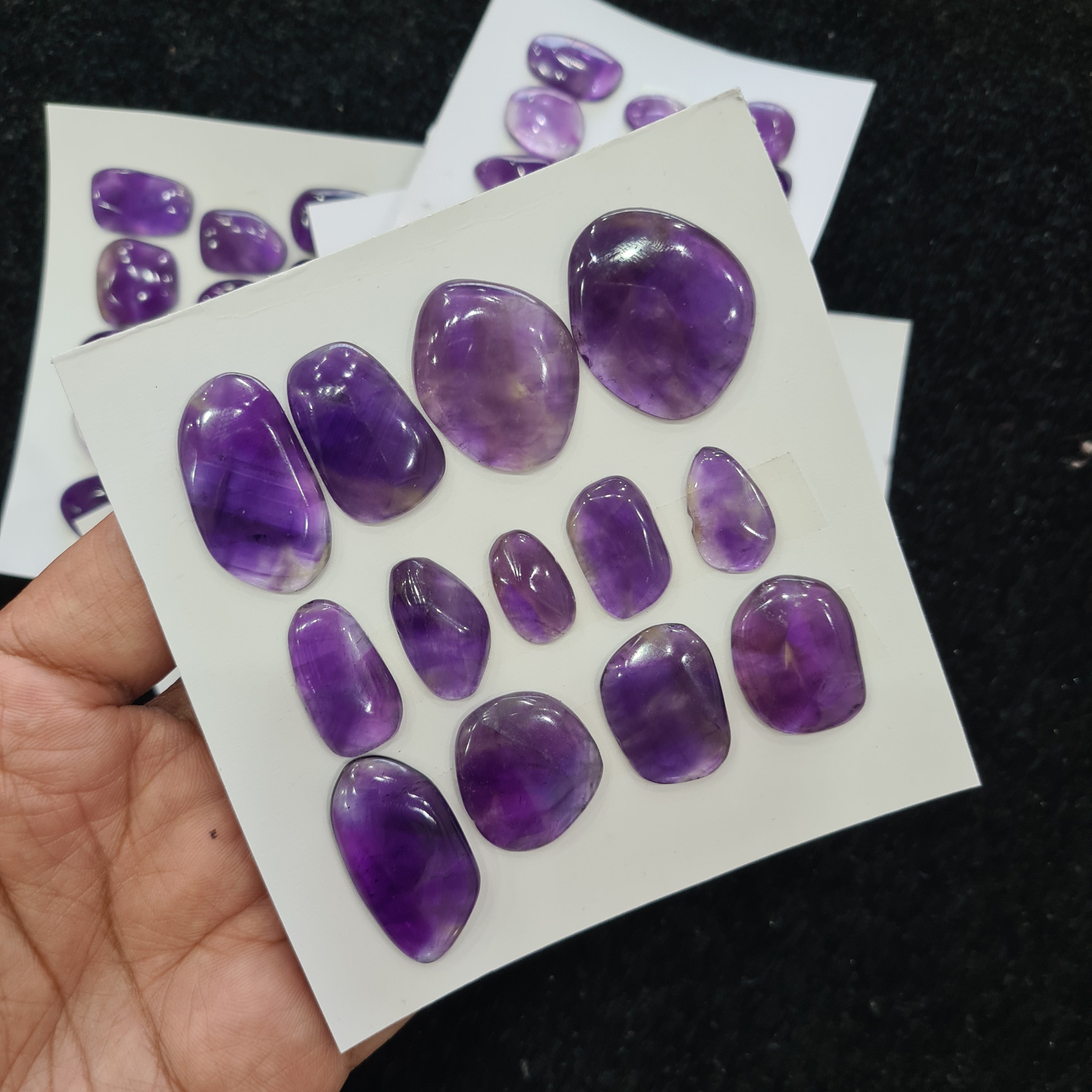 1 Card Natural Amethyst Cabochon Gemstone Uncut Shape , Size: 11-28mm - The LabradoriteKing