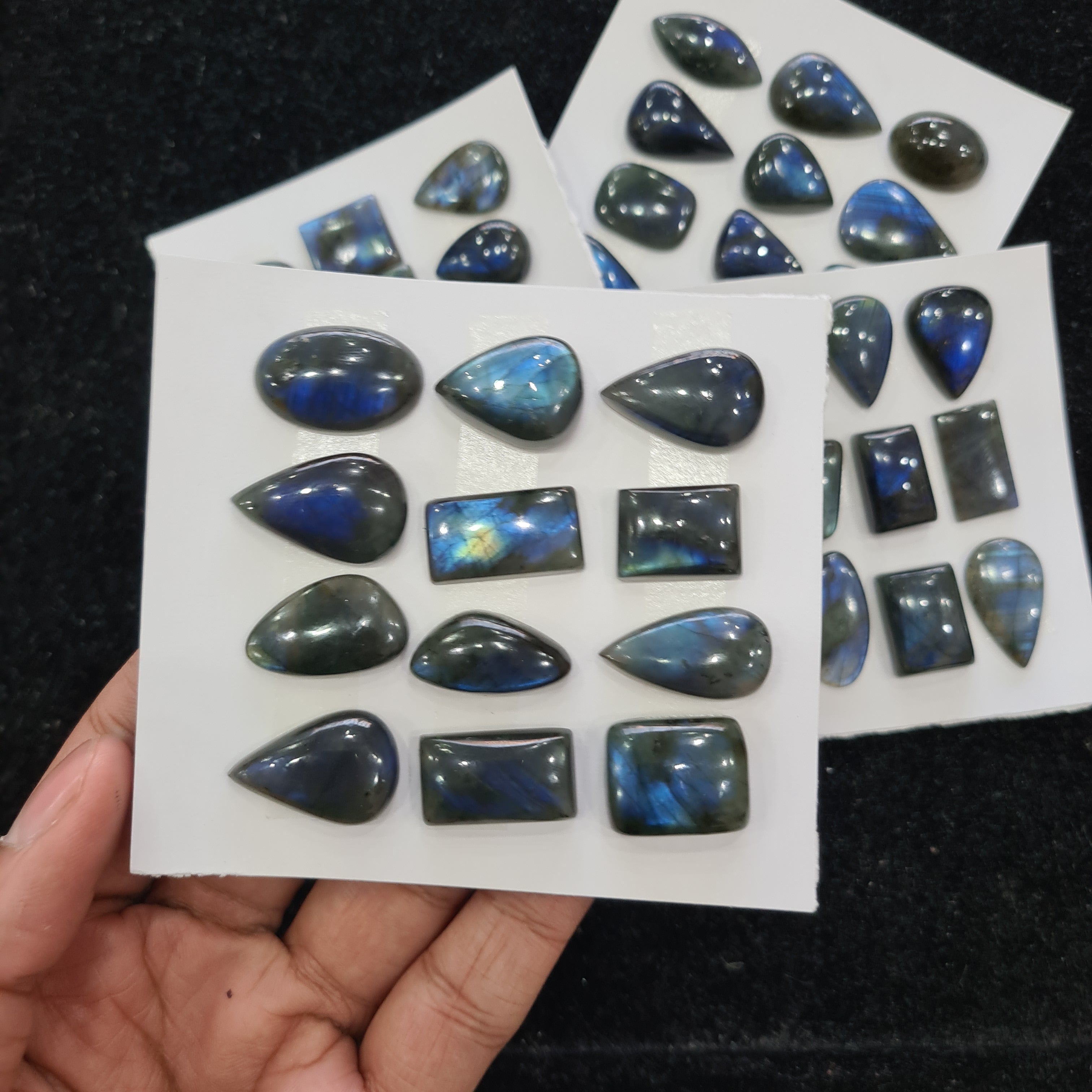 1 Card Natural Blue Labradorite Cabochon Gemstone Mix Shape , Size: 18-25mm - The LabradoriteKing