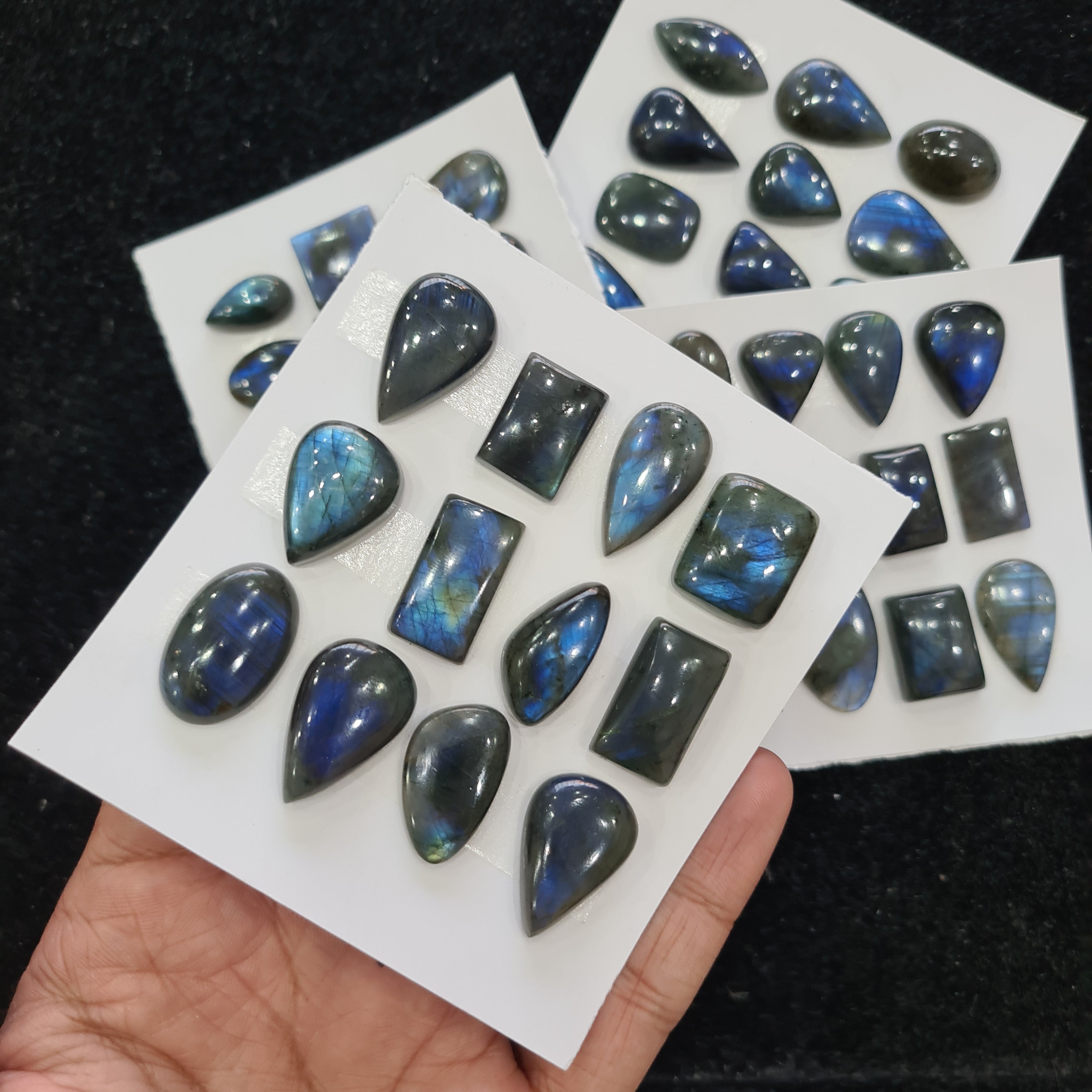 1 Card Natural Blue Labradorite Cabochon Gemstone Mix Shape , Size: 18-25mm - The LabradoriteKing