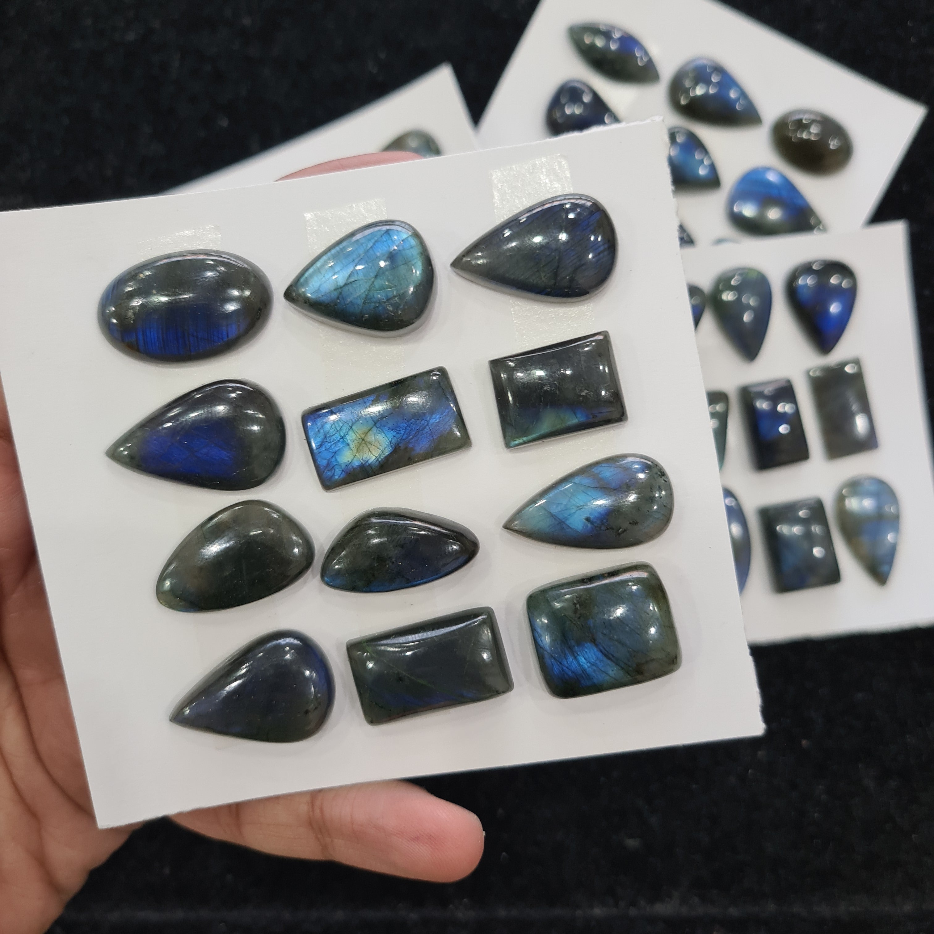 1 Card Natural Blue Labradorite Cabochon Gemstone Mix Shape , Size: 18-25mm - The LabradoriteKing