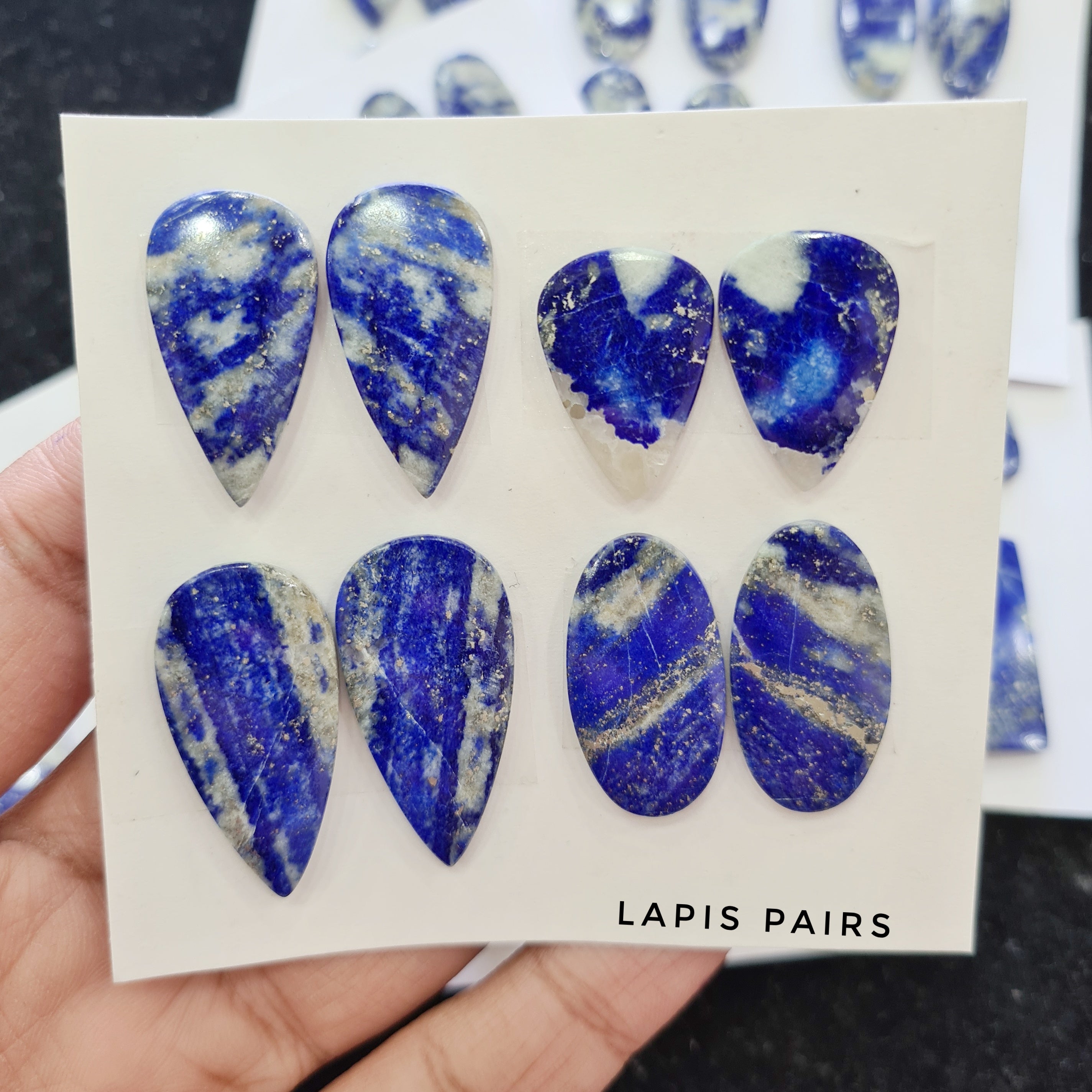 1 Set Natural Lapis Lazuli Cabs Pairs Mix Shape Size: 19-32mm - The LabradoriteKing
