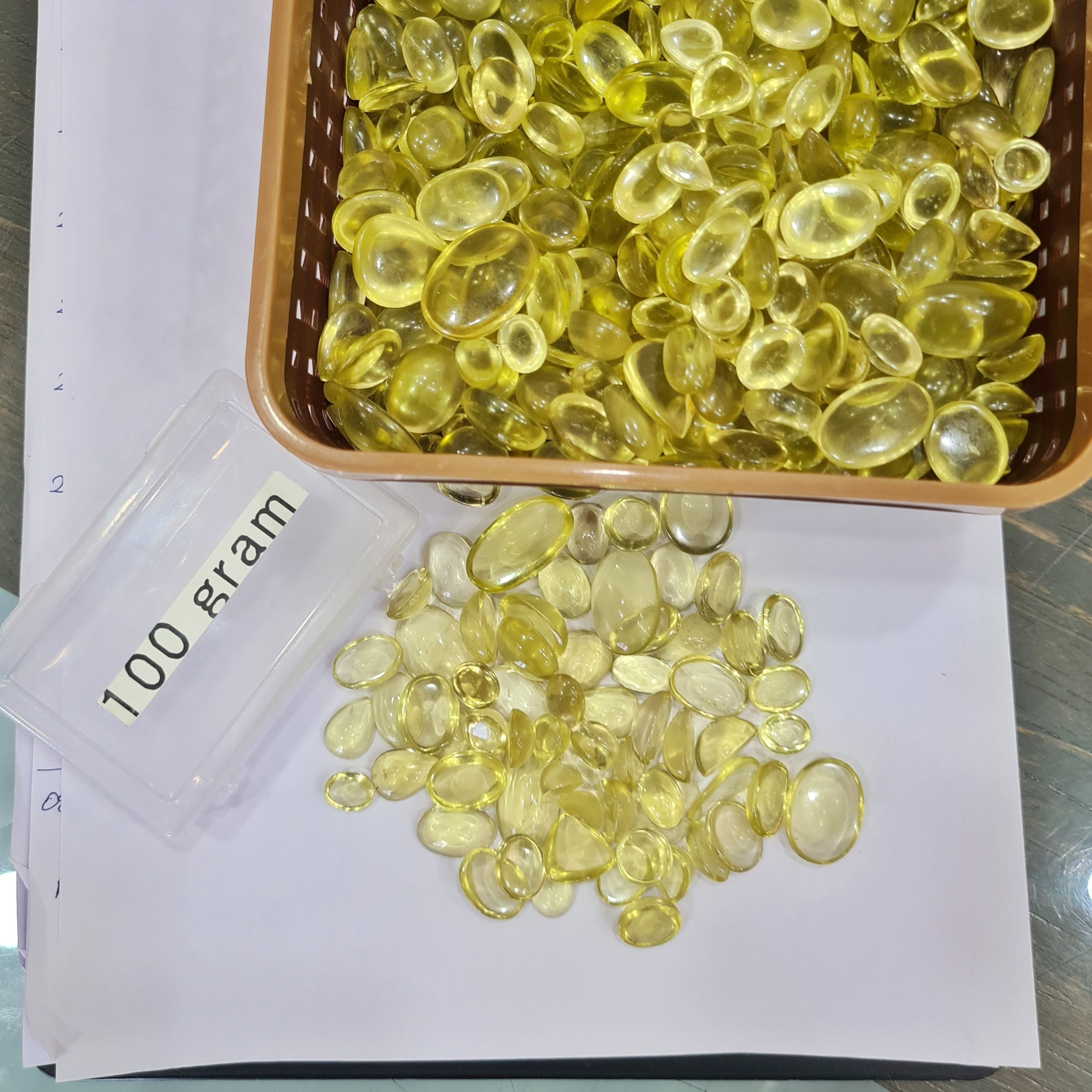 100 Gram of Natural Lemon Quartz Cabochon Gemstone | 40-50pcs - The LabradoriteKing