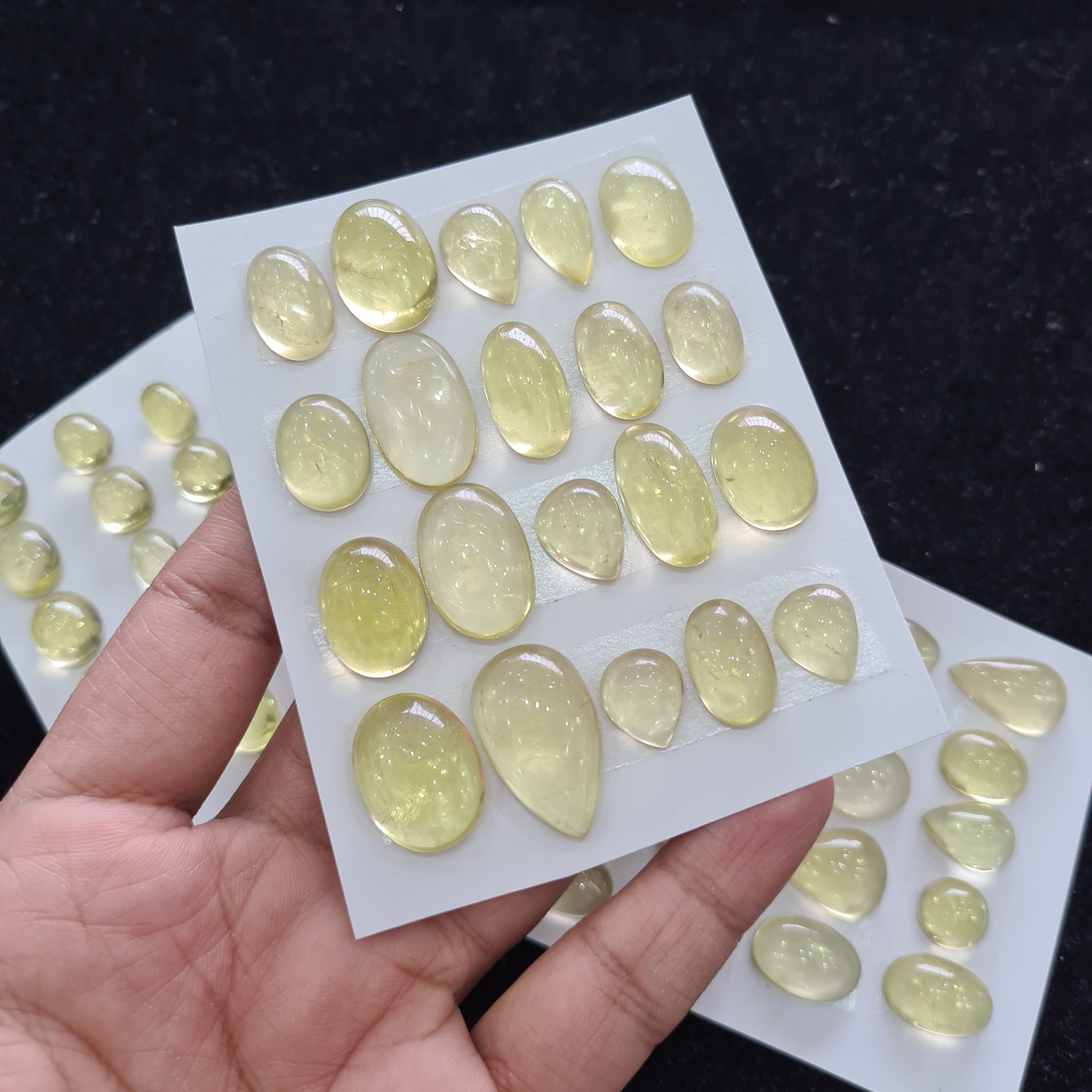1 Card Natural Lemon Quartz Cabochon Gemstone Mix Shape Size: 13-27mm - The LabradoriteKing