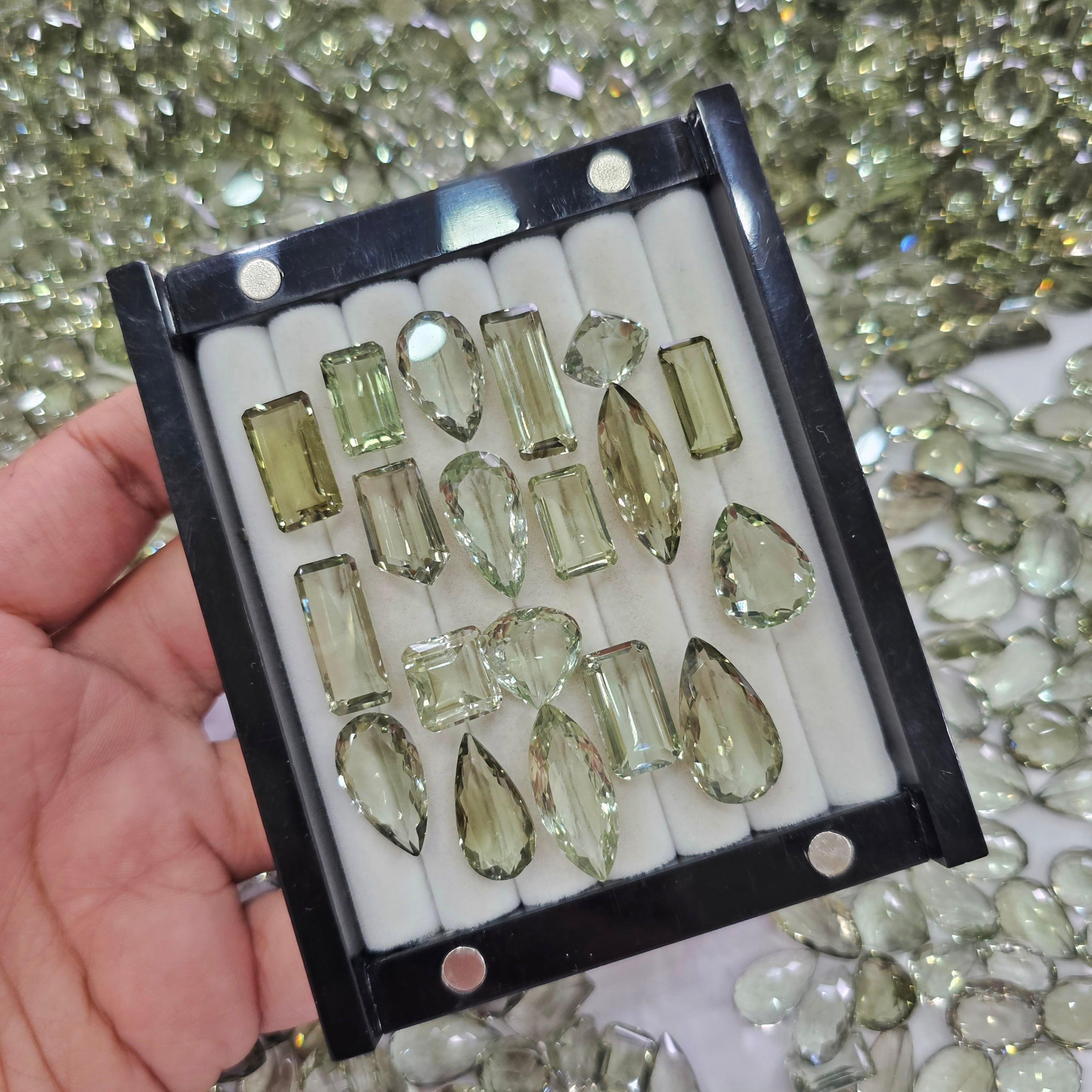 10 Pcs Natural Green Prasiolite Lot | 10-16mm size Flawless - The LabradoriteKing