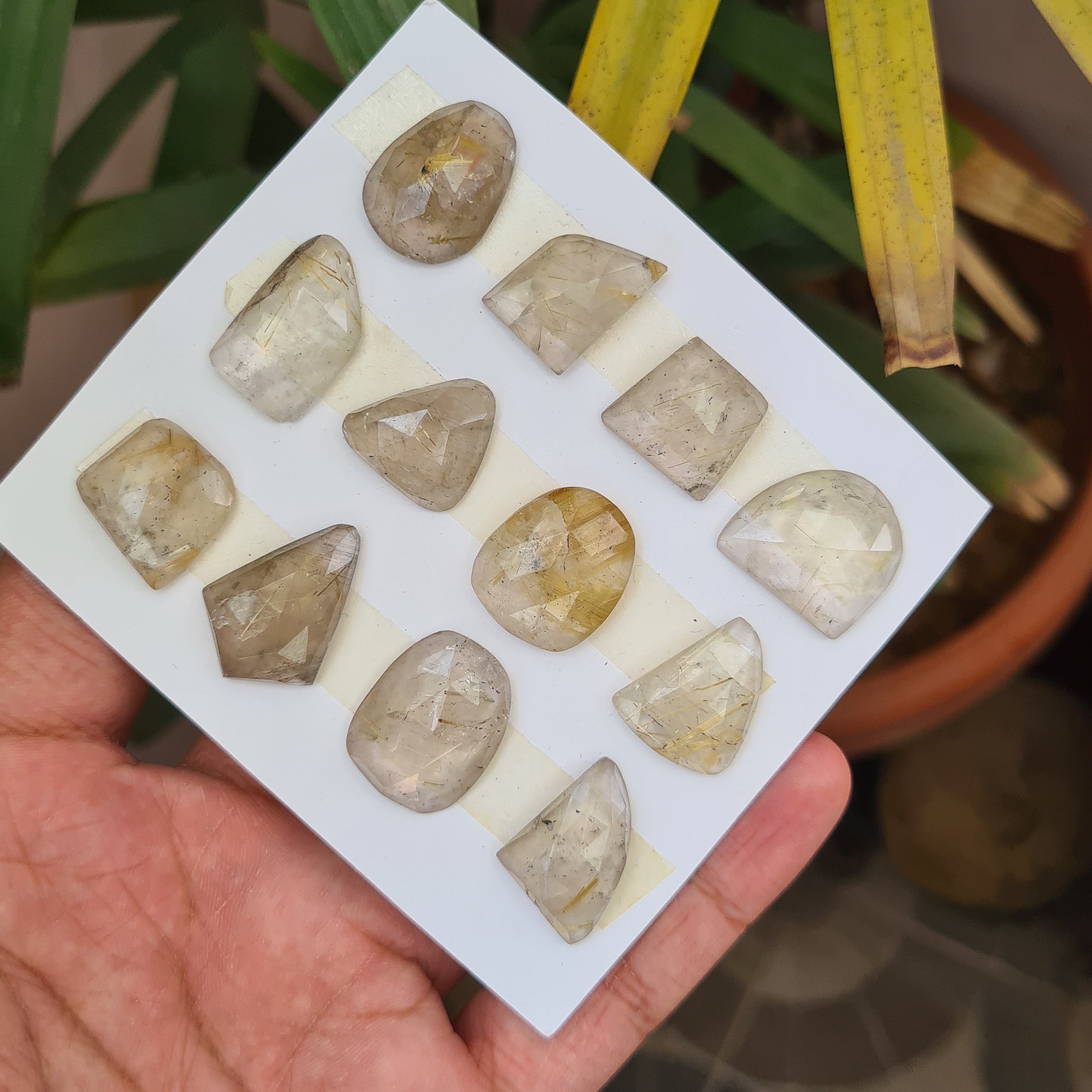 1 Card 12 Pieces Rutile Rosecut Gemstone Fancy cut Shape | Size: 18-25mm - The LabradoriteKing