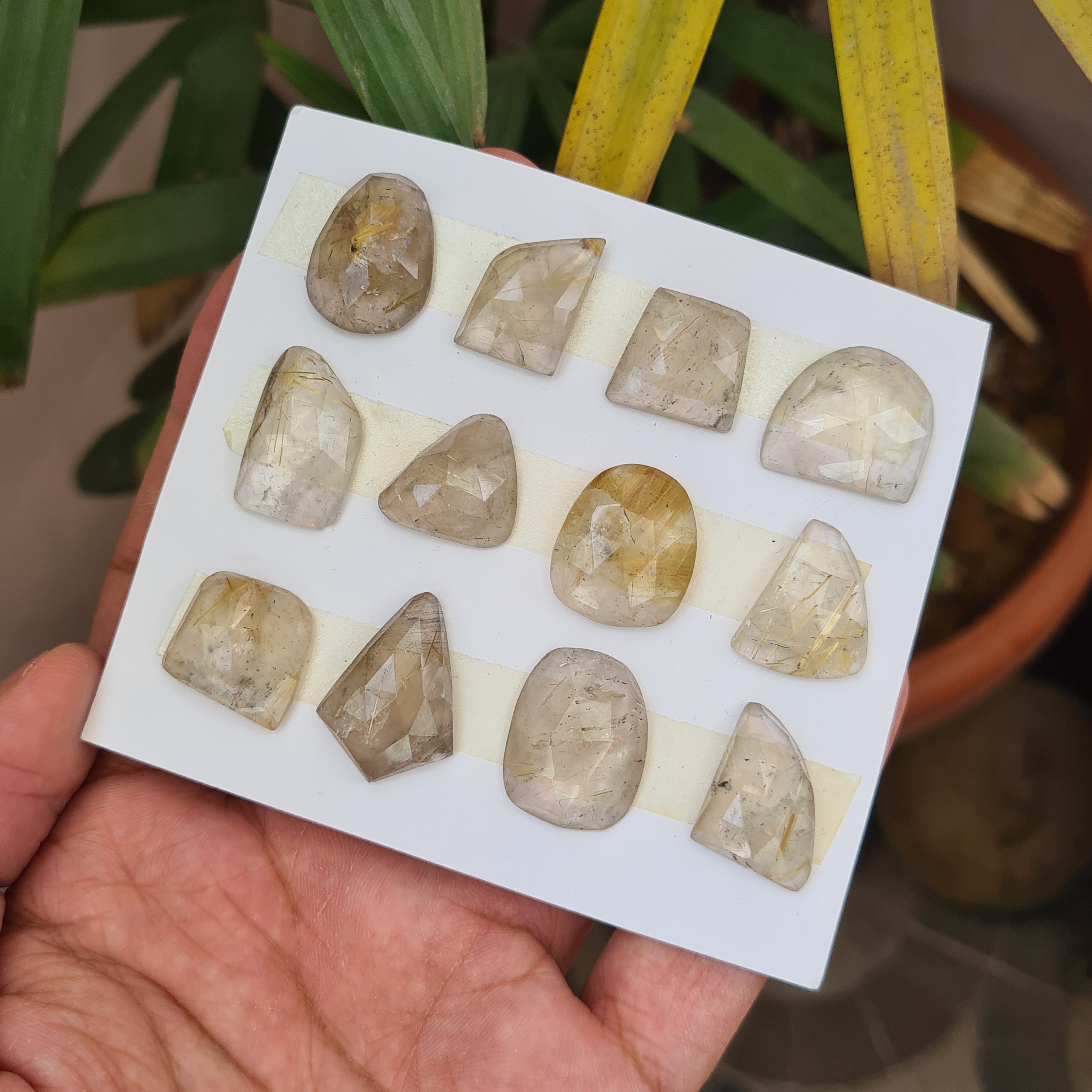 1 Card 12 Pieces Rutile Rosecut Gemstone Fancy cut Shape | Size: 18-25mm - The LabradoriteKing