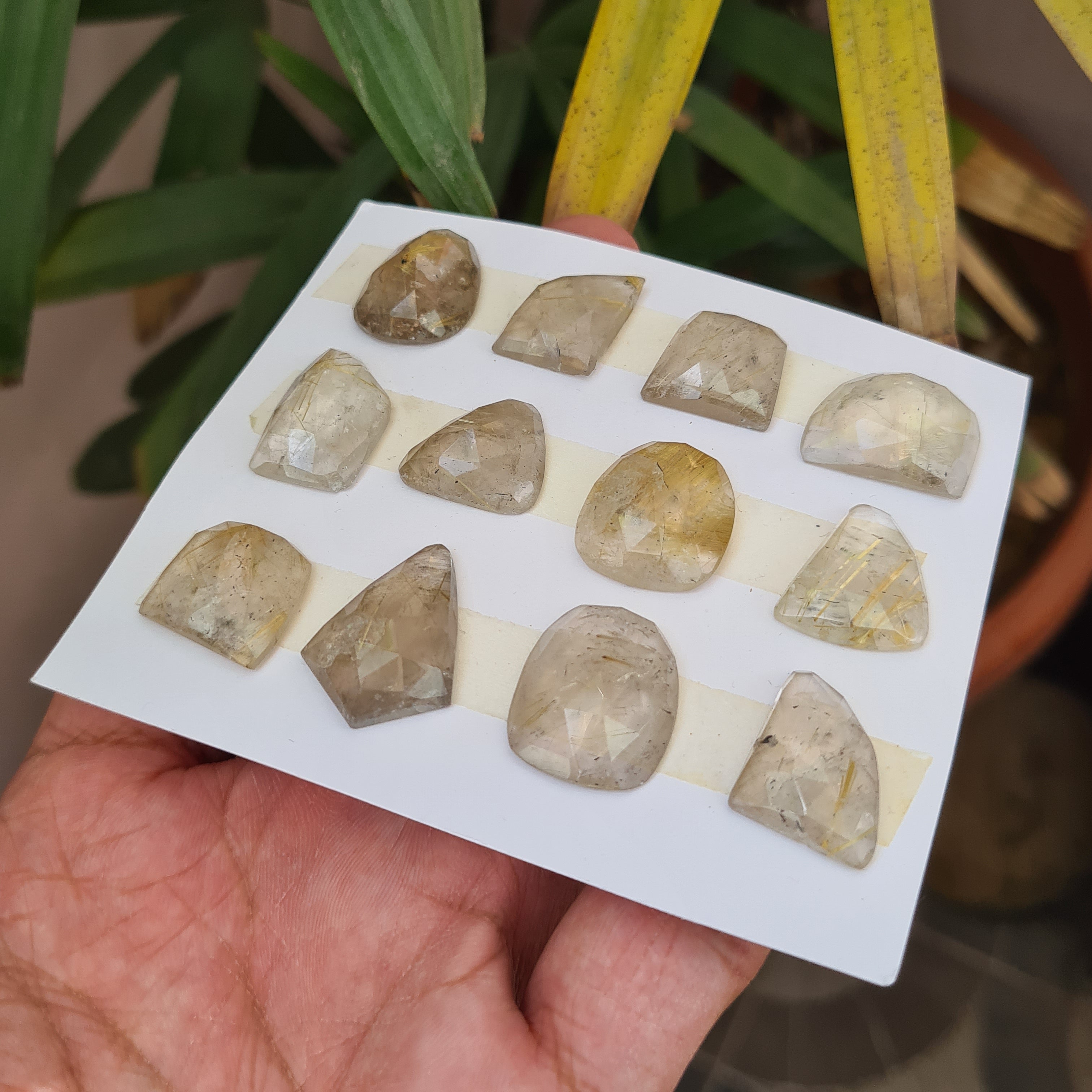 1 Card 12 Pieces Rutile Rosecut Gemstone Fancy cut Shape | Size: 18-25mm - The LabradoriteKing