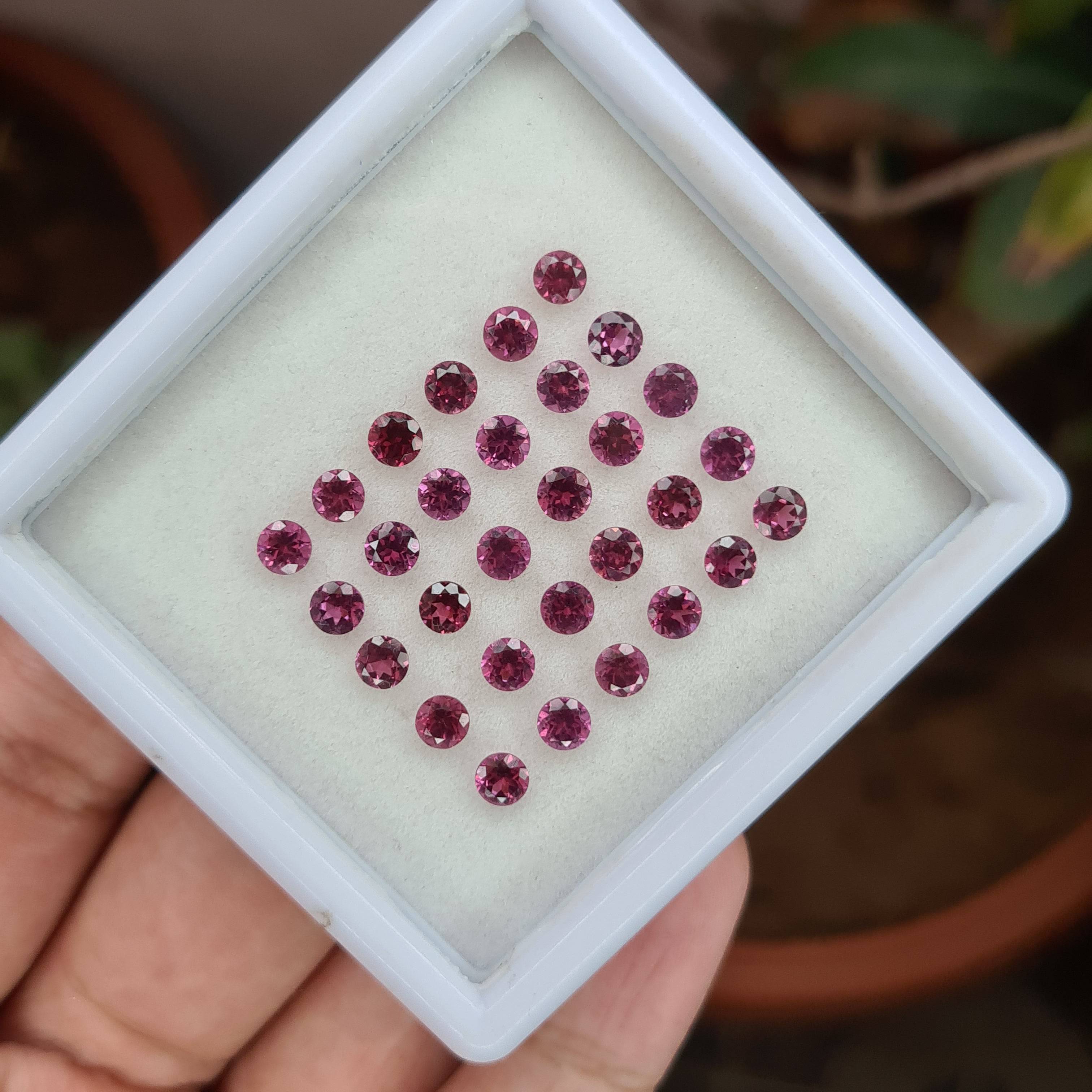 30 Pcs Natural Pink Garnet Faceted Gemstone |  Size 4mm - The LabradoriteKing