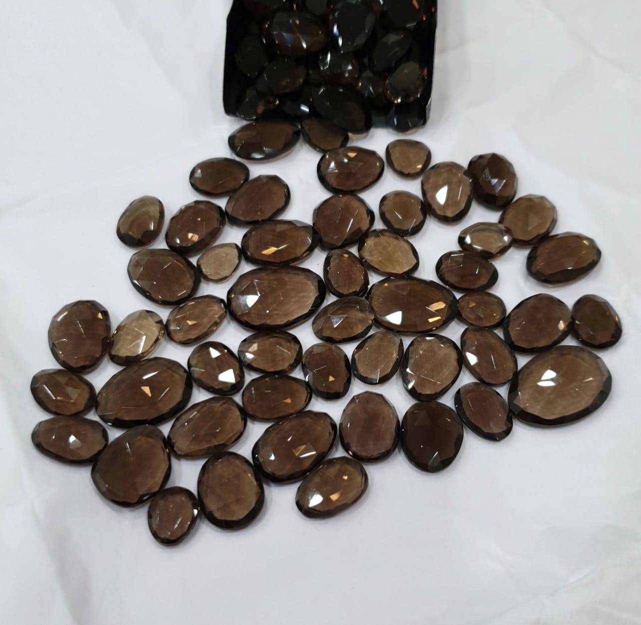 30 Pcs Smoky Quartz Rosecuts | 12-20mm Size | Flawless - The LabradoriteKing