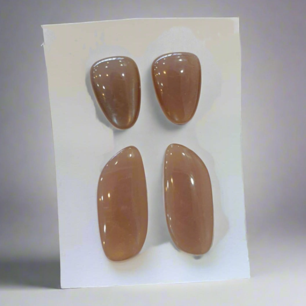🔥 4 Pcs Natural Peach Moonstone Faceted Gemstones | Cabs shape, Size: 23-36mm - The LabradoriteKing
