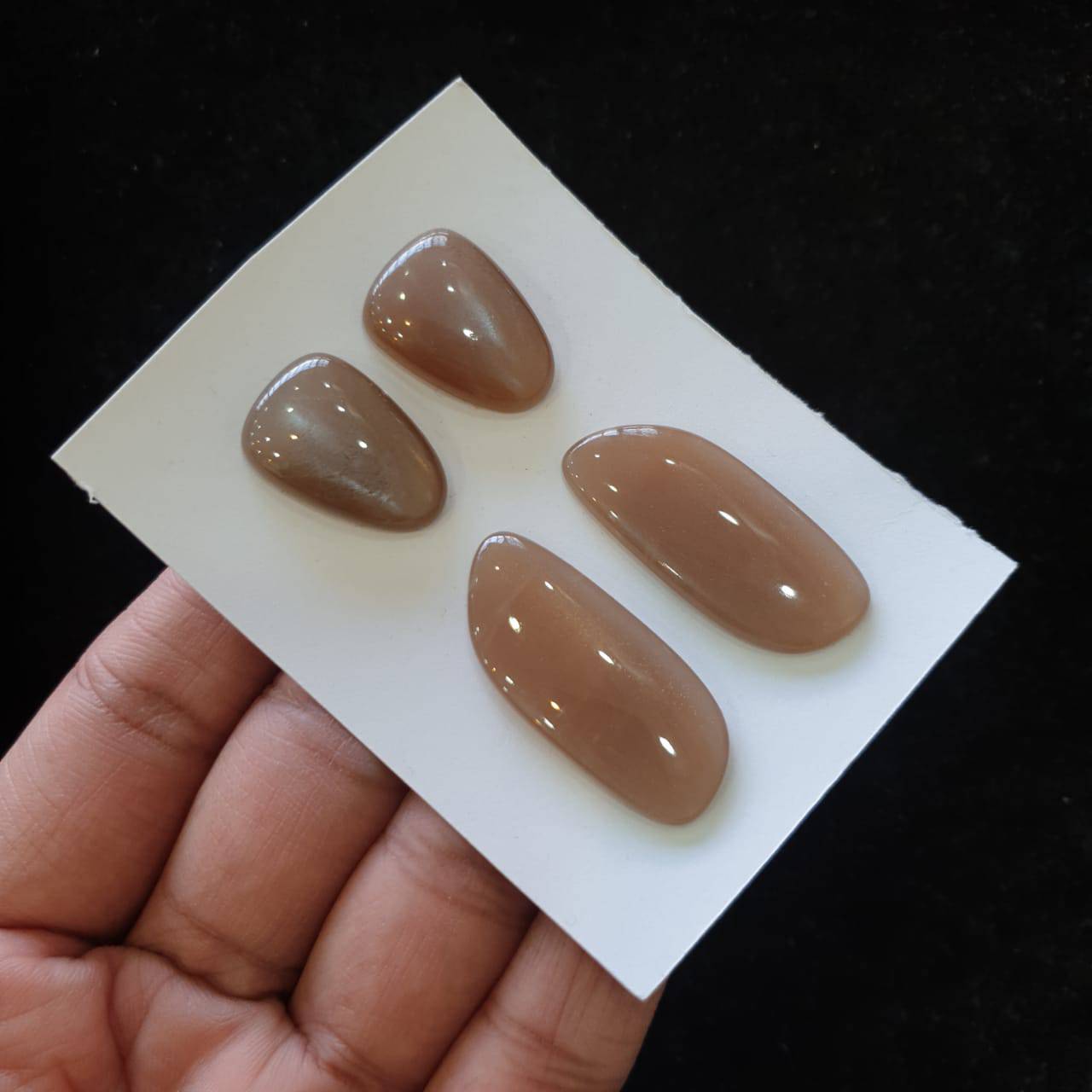 🔥 4 Pcs Natural Peach Moonstone Faceted Gemstones | Cabs shape, Size: 23-36mm - The LabradoriteKing