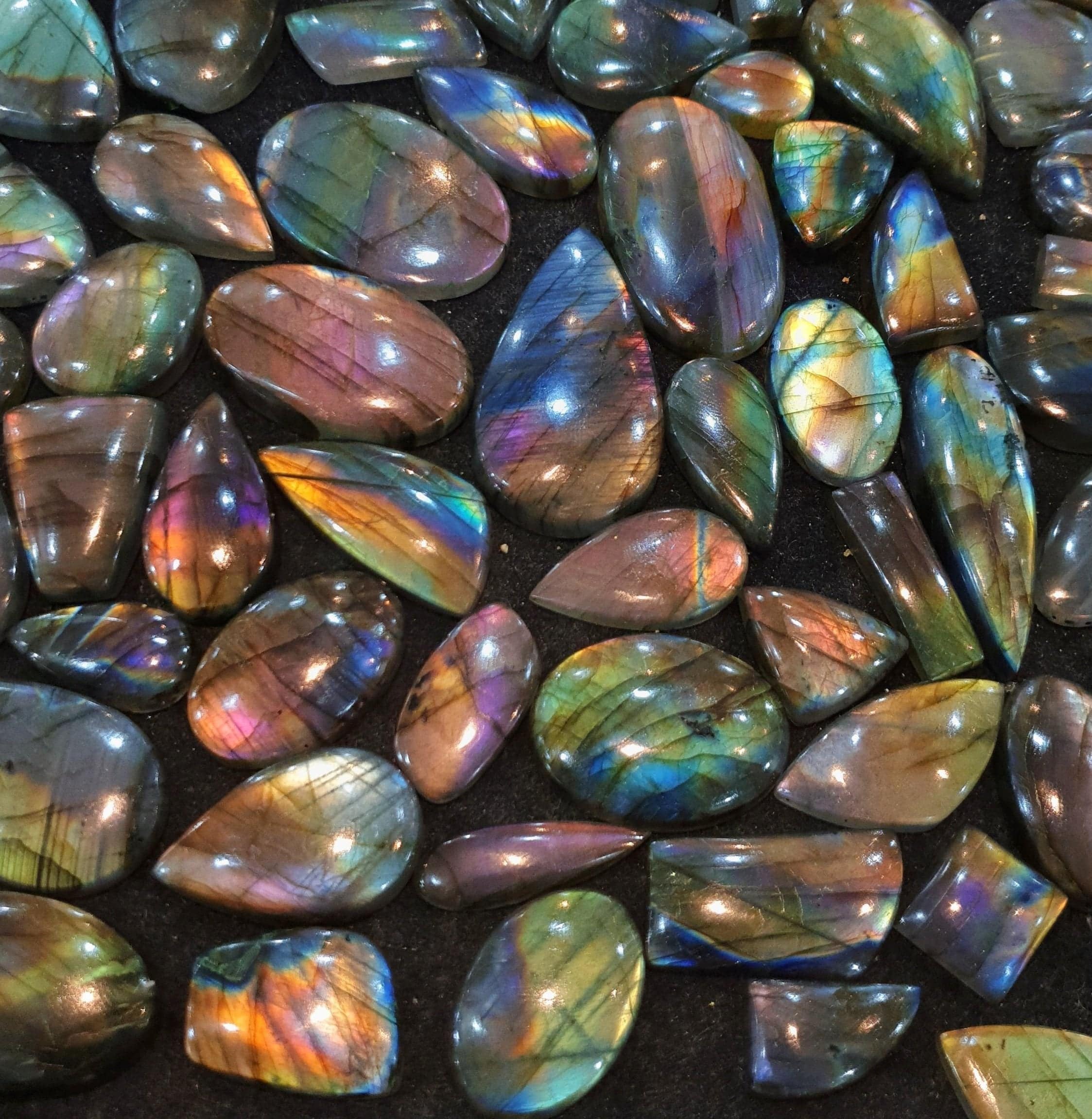 5 Pcs Purple Flash Labradorite Cabochons | Random | 25-40mm - The LabradoriteKing