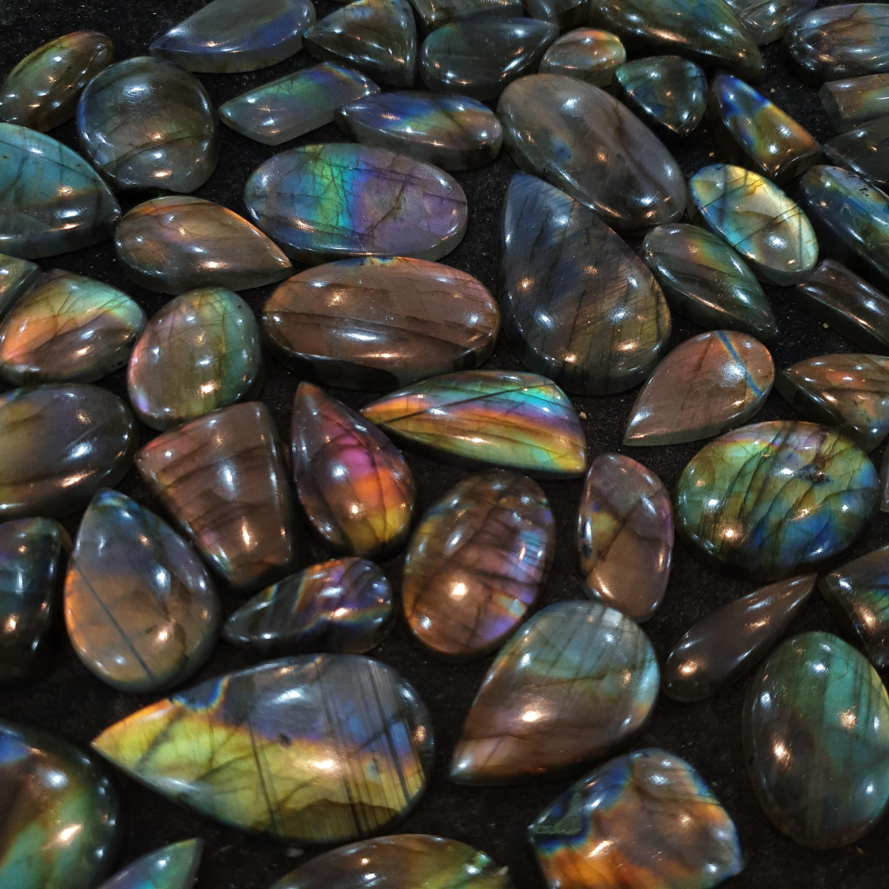 5 Pcs Purple Flash Labradorite Cabochons | Random | 25-40mm - The LabradoriteKing