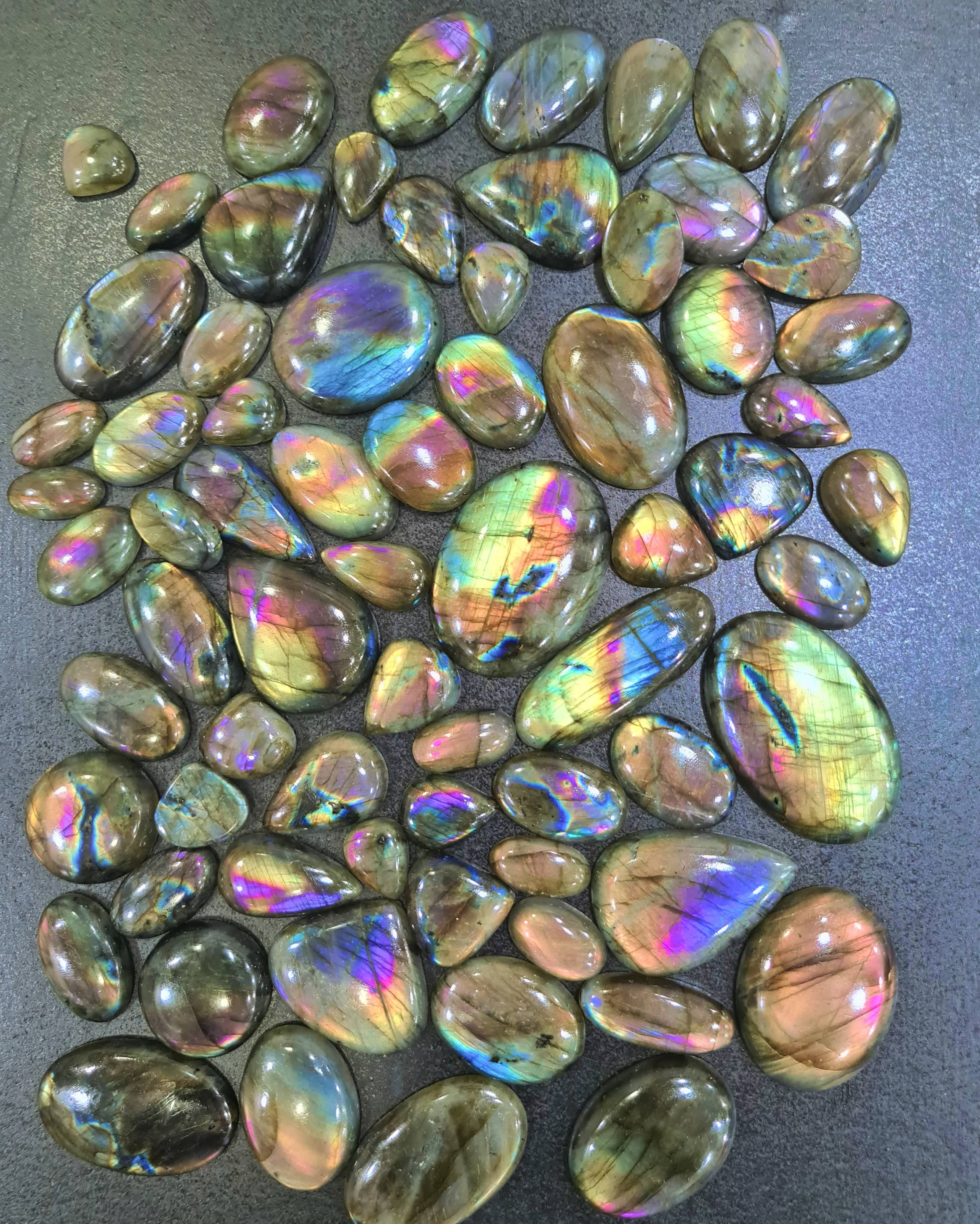 5 Pcs Purple Flash Labradorite Cabochons | Random | 25-40mm - The LabradoriteKing