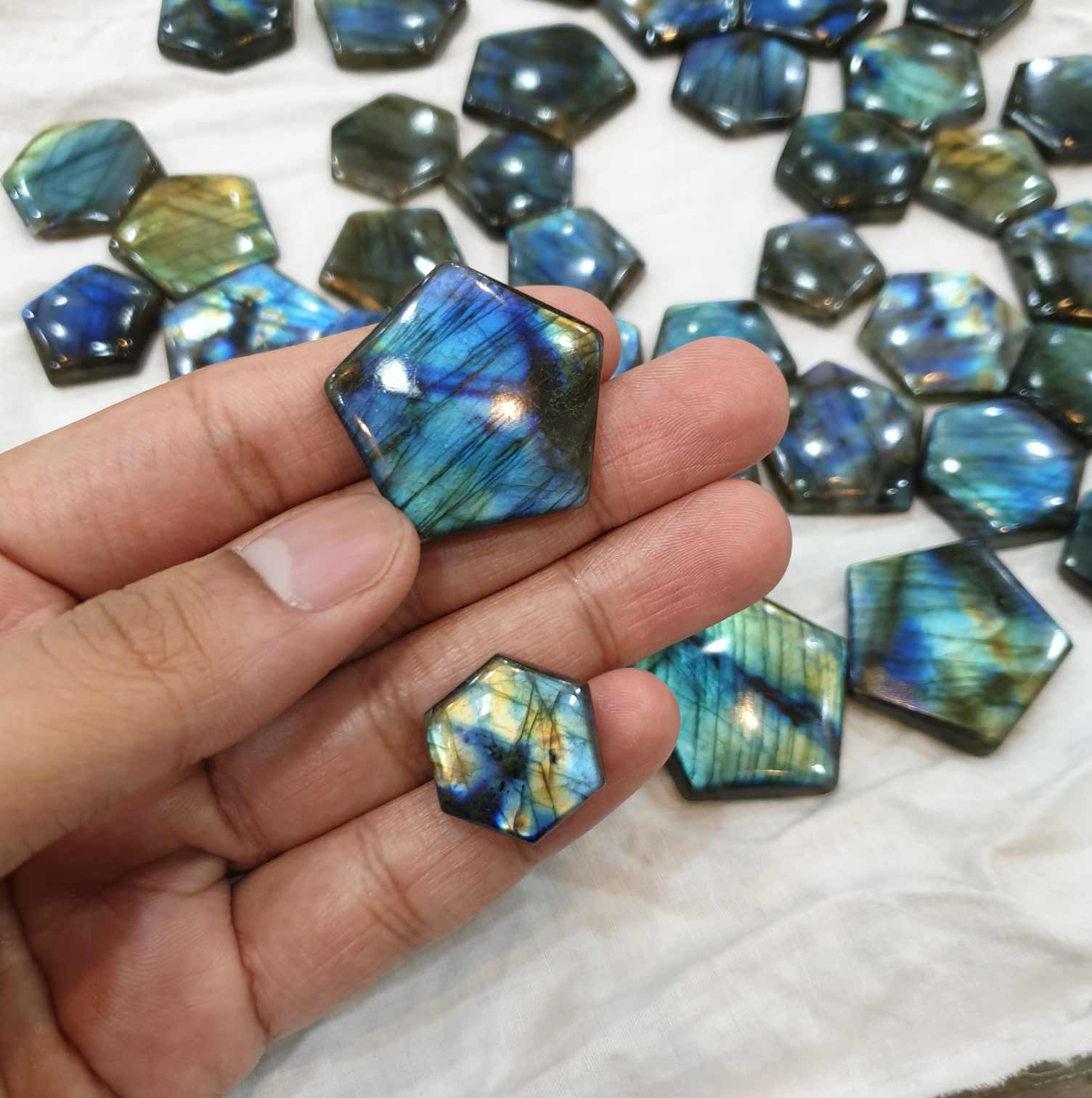 5 Pcs Star Natural Labradorites Flat Backs BIG SIZE Brilliant Hue - The LabradoriteKing
