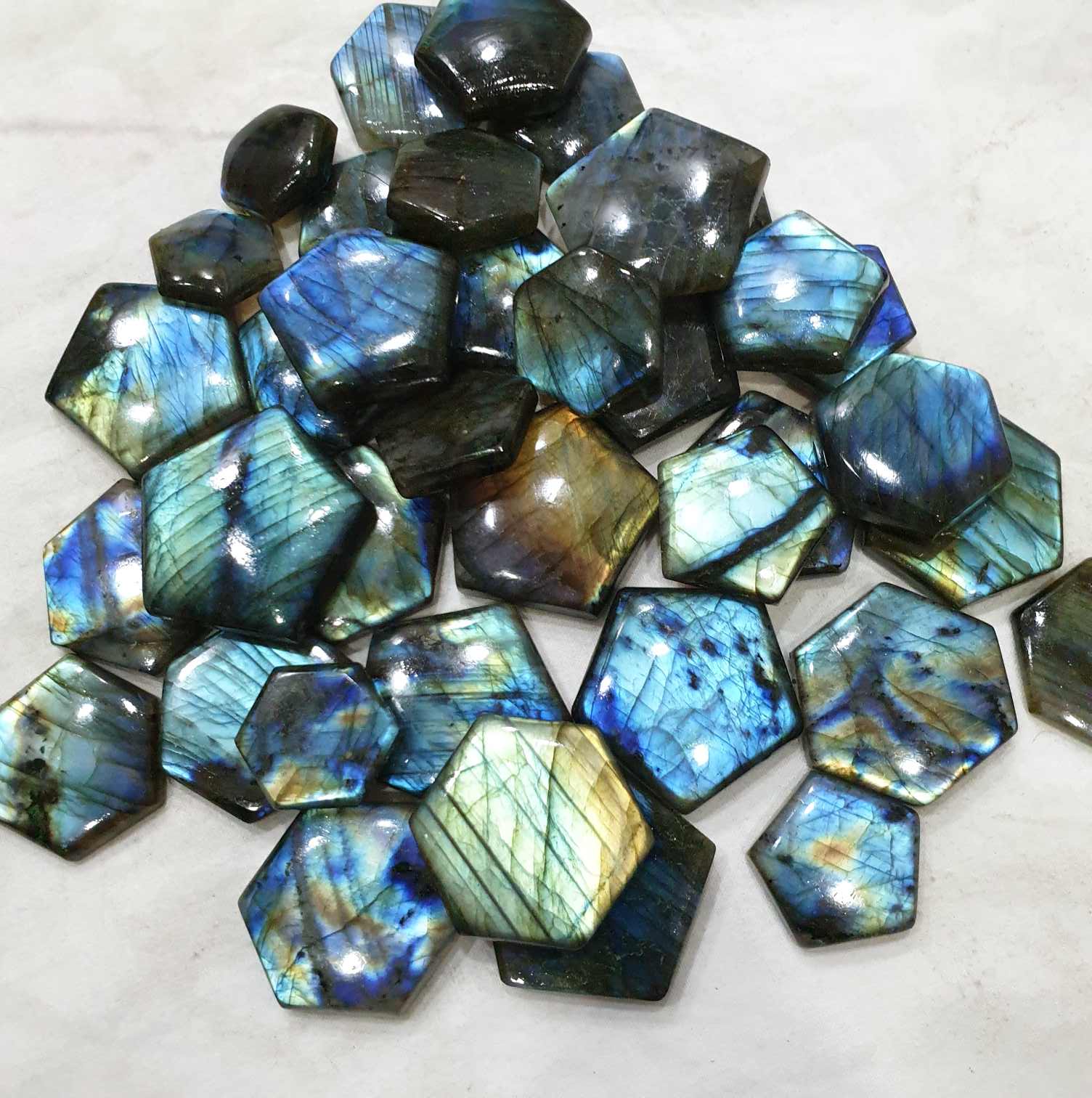 5 Pcs Star Natural Labradorites Flat Backs BIG SIZE Brilliant Hue - The LabradoriteKing