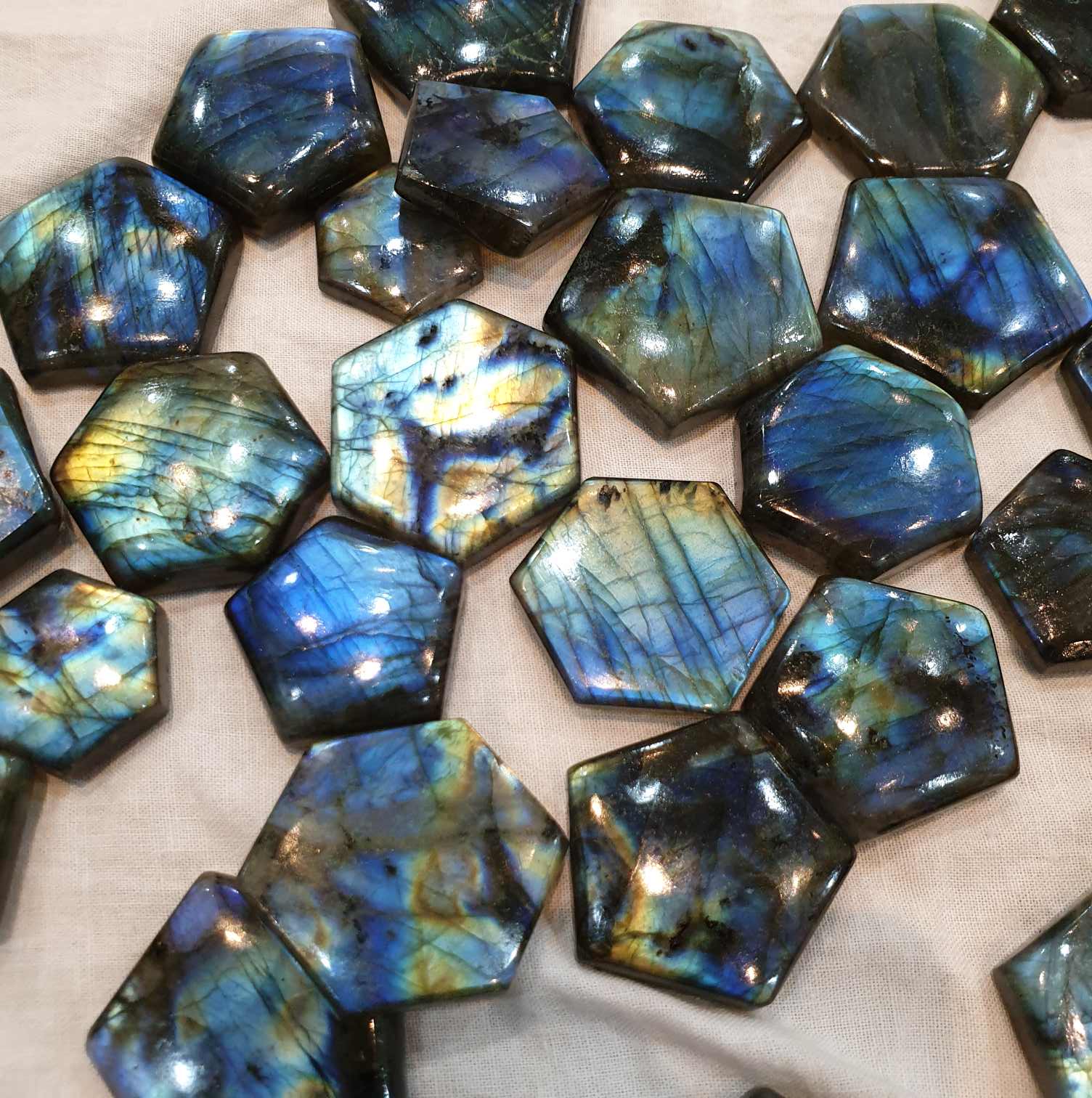 5 Pcs Star Natural Labradorites Flat Backs BIG SIZE Brilliant Hue - The LabradoriteKing