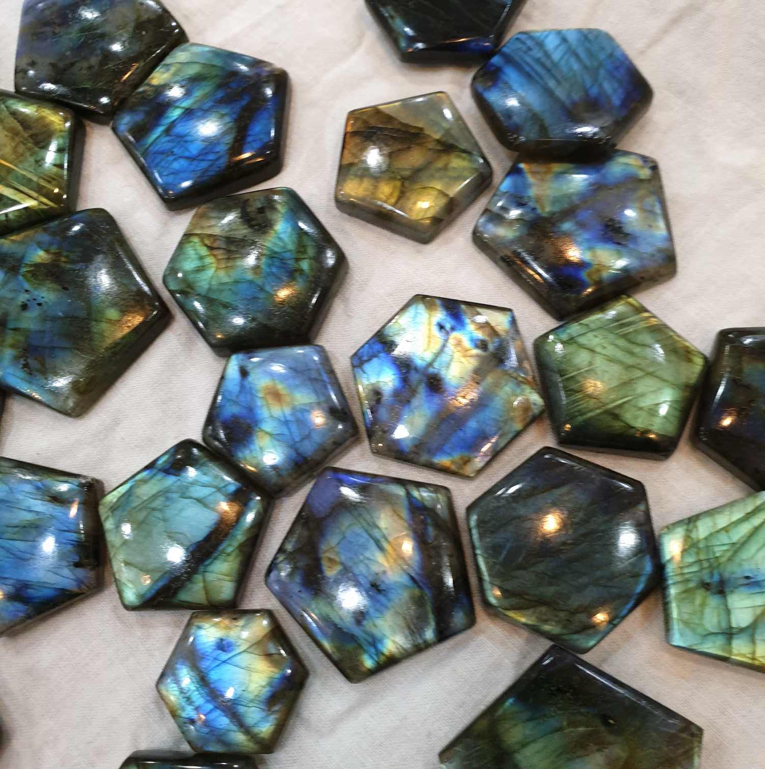 5 Pcs Star Natural Labradorites Flat Backs BIG SIZE Brilliant Hue - The LabradoriteKing