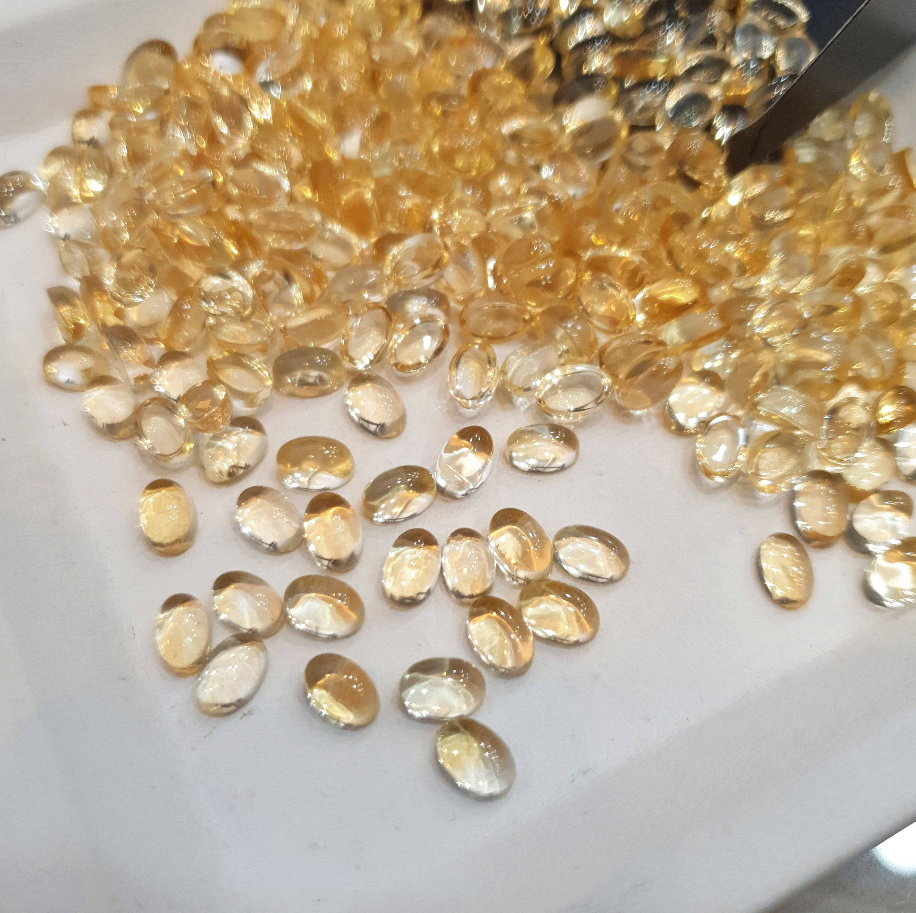50 Pcs Natural Citrine Cabochons | Soft Yellow | Ovals Flat Back - The LabradoriteKing