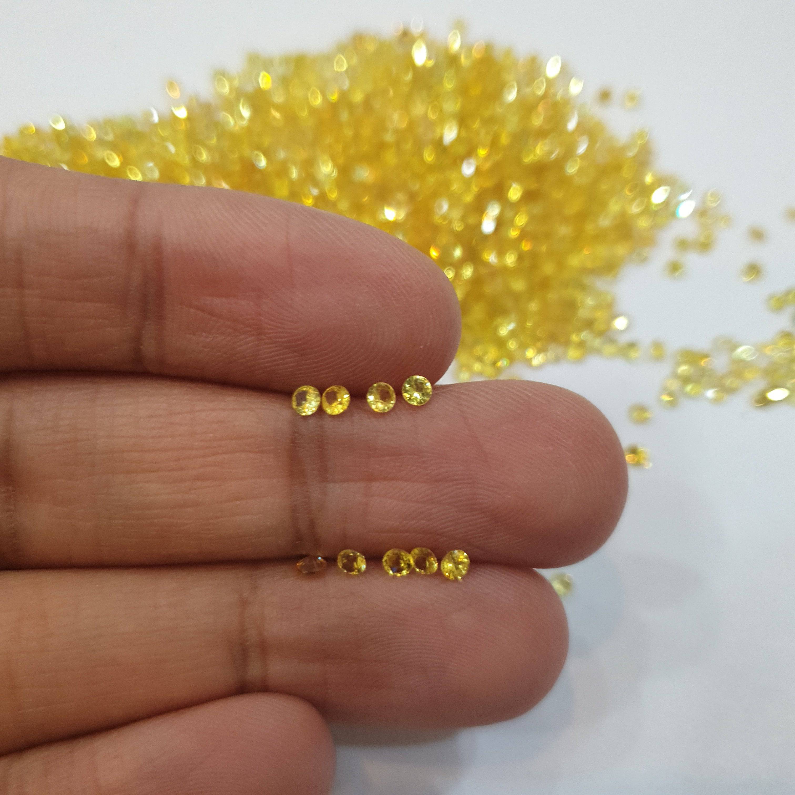 50 Pcs | Yellow Sapphire Round Cut | 1.70mm Sri Lanka - The LabradoriteKing