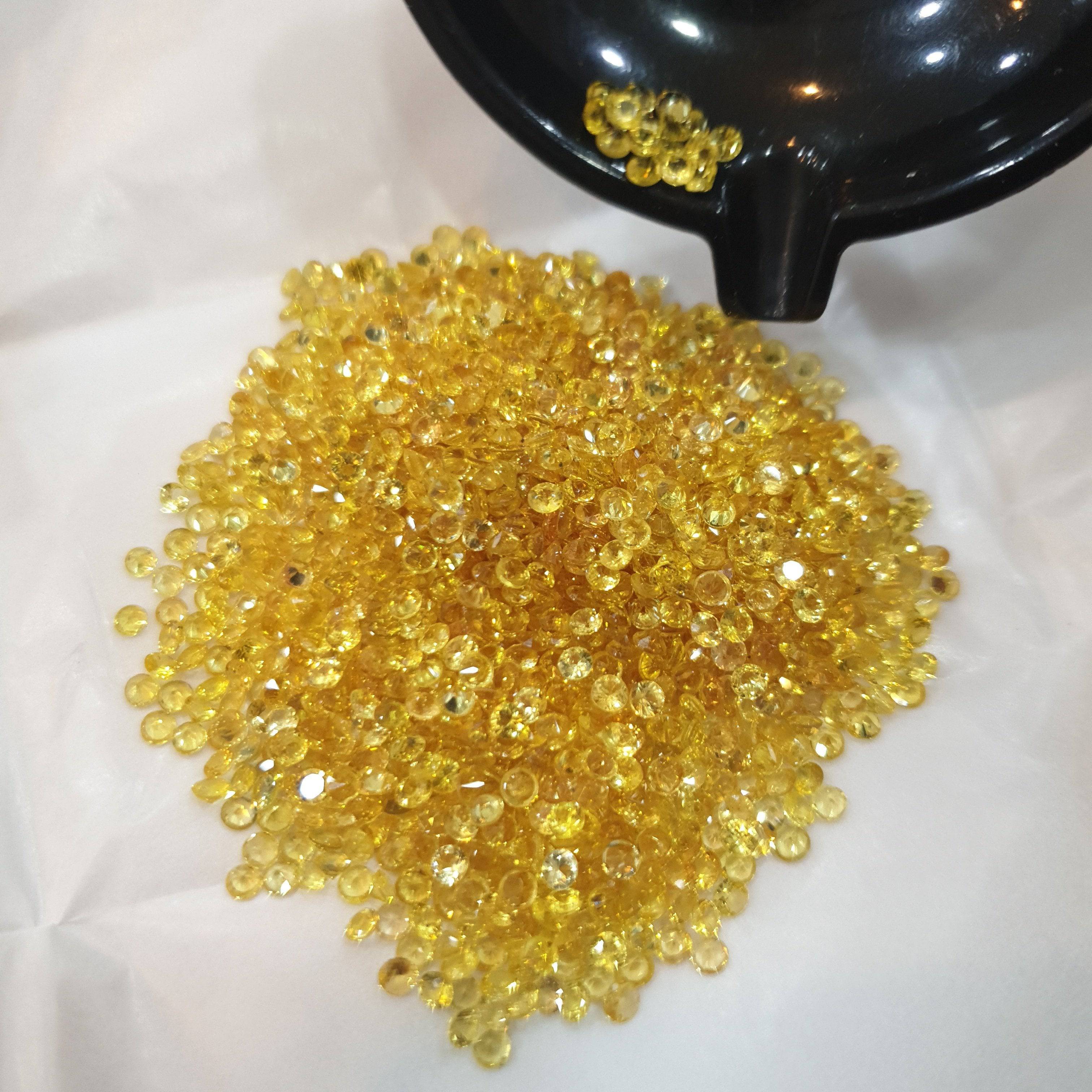 50 Pcs | Yellow Sapphire Round Cut | 1.70mm Sri Lanka - The LabradoriteKing