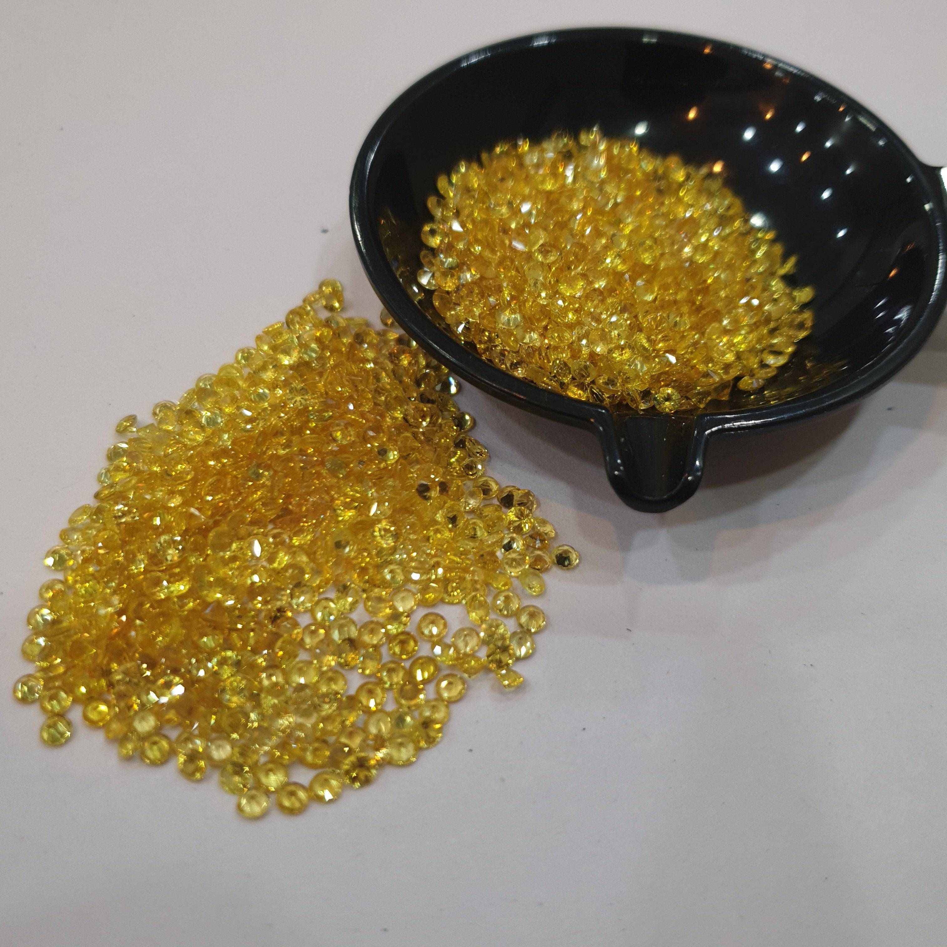 50 Pcs | Yellow Sapphire Round Cut | 1.70mm Sri Lanka - The LabradoriteKing