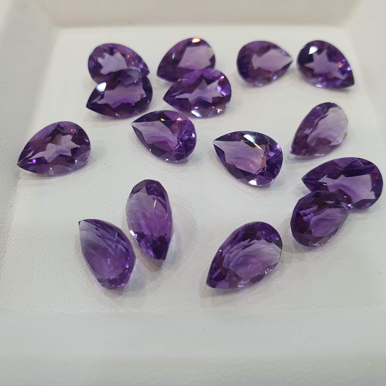 6 Pcs Natural Amethyst Teardrops 11x8mm Calibrated - The LabradoriteKing