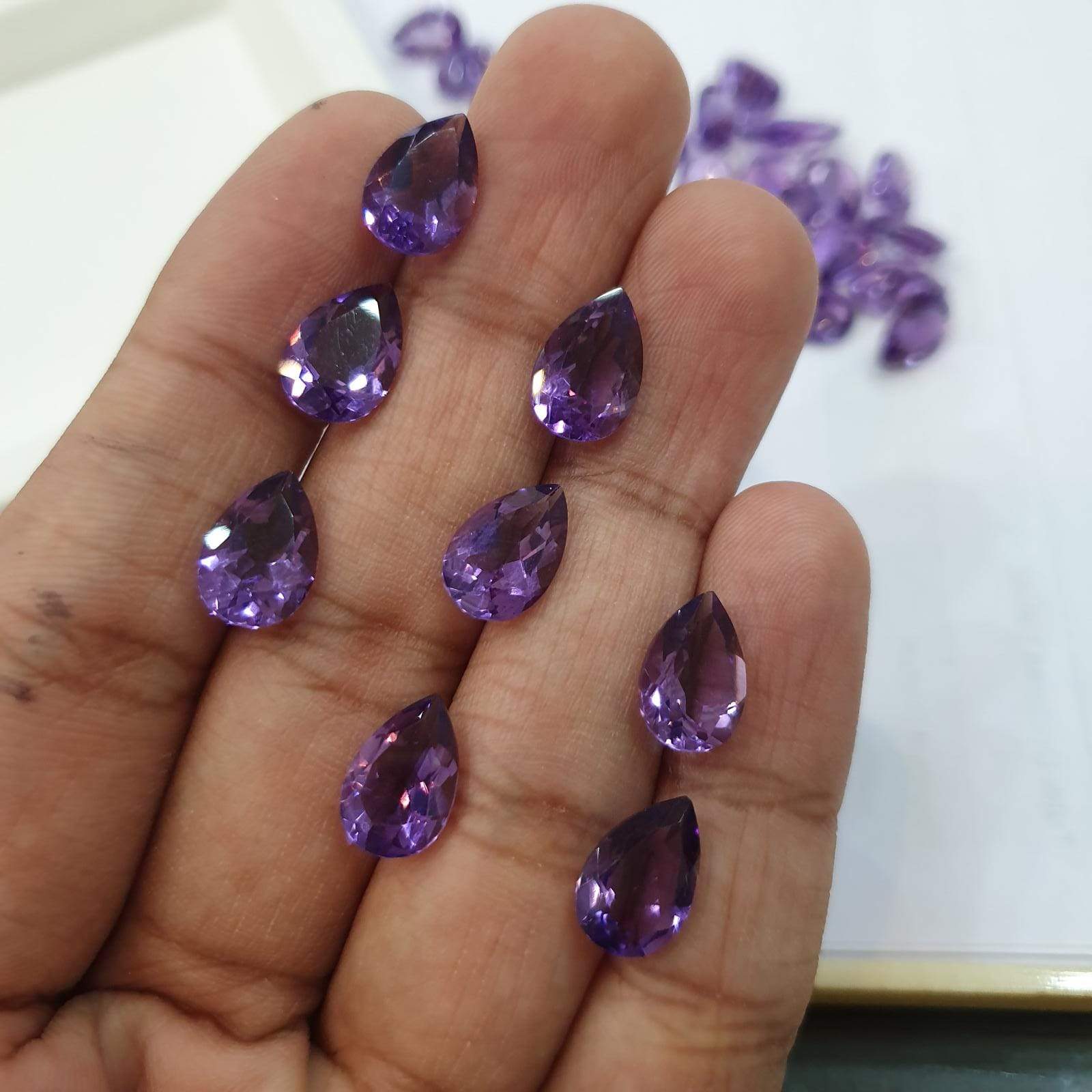 6 Pcs Natural Amethyst Teardrops 11x8mm Calibrated - The LabradoriteKing