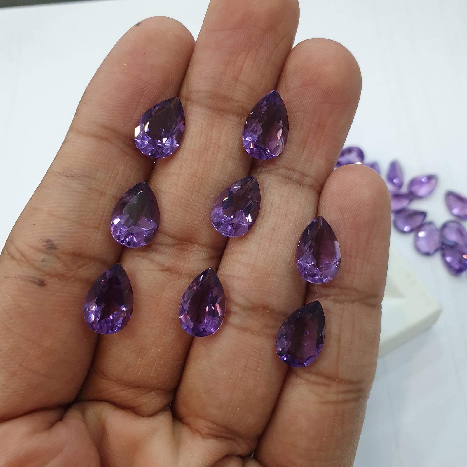 6 Pcs Natural Amethyst Teardrops 11x8mm Calibrated - The LabradoriteKing