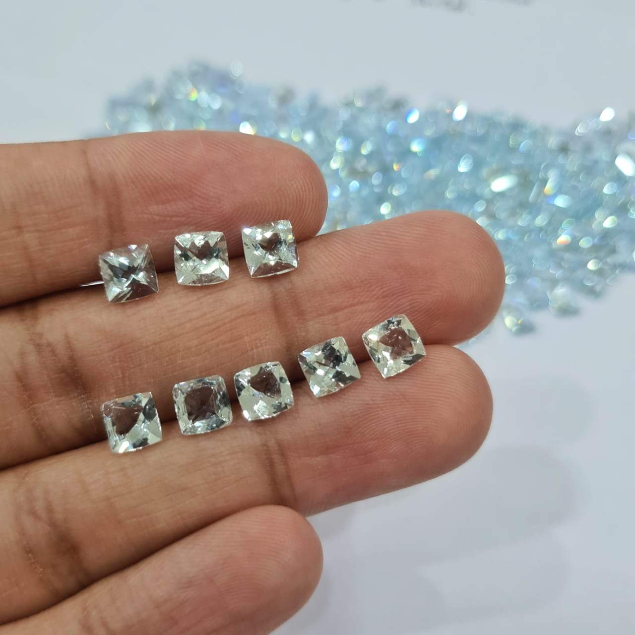 6 Pcs Natural Aquamarine Calibrated Square Emerald Cut | Faceted Flawless - The LabradoriteKing