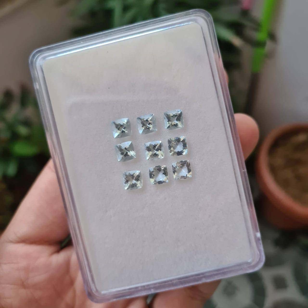 6 Pcs Natural Aquamarine Calibrated Square Emerald Cut | Faceted Flawless - The LabradoriteKing