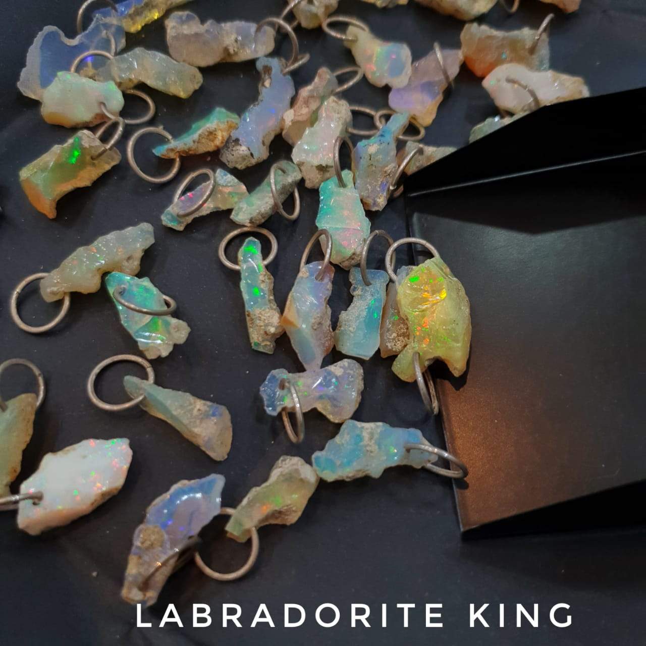 6 Pcs of Ethiopian Opal Raw Pendant | Sterling Silver 15-20mm - The LabradoriteKing