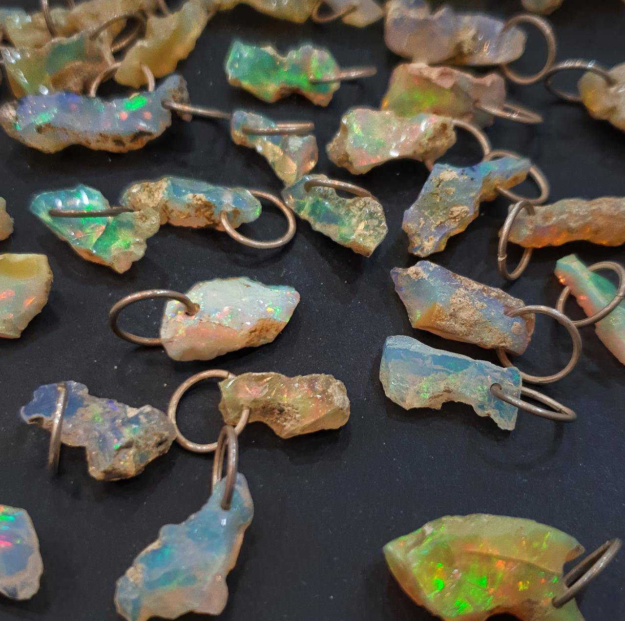 6 Pcs of Ethiopian Opal Raw Pendant | Sterling Silver 15-20mm - The LabradoriteKing