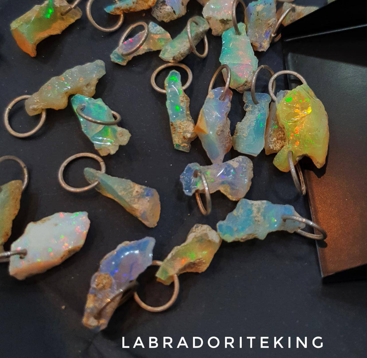 6 Pcs of Ethiopian Opal Raw Pendant | Sterling Silver 15-20mm - The LabradoriteKing