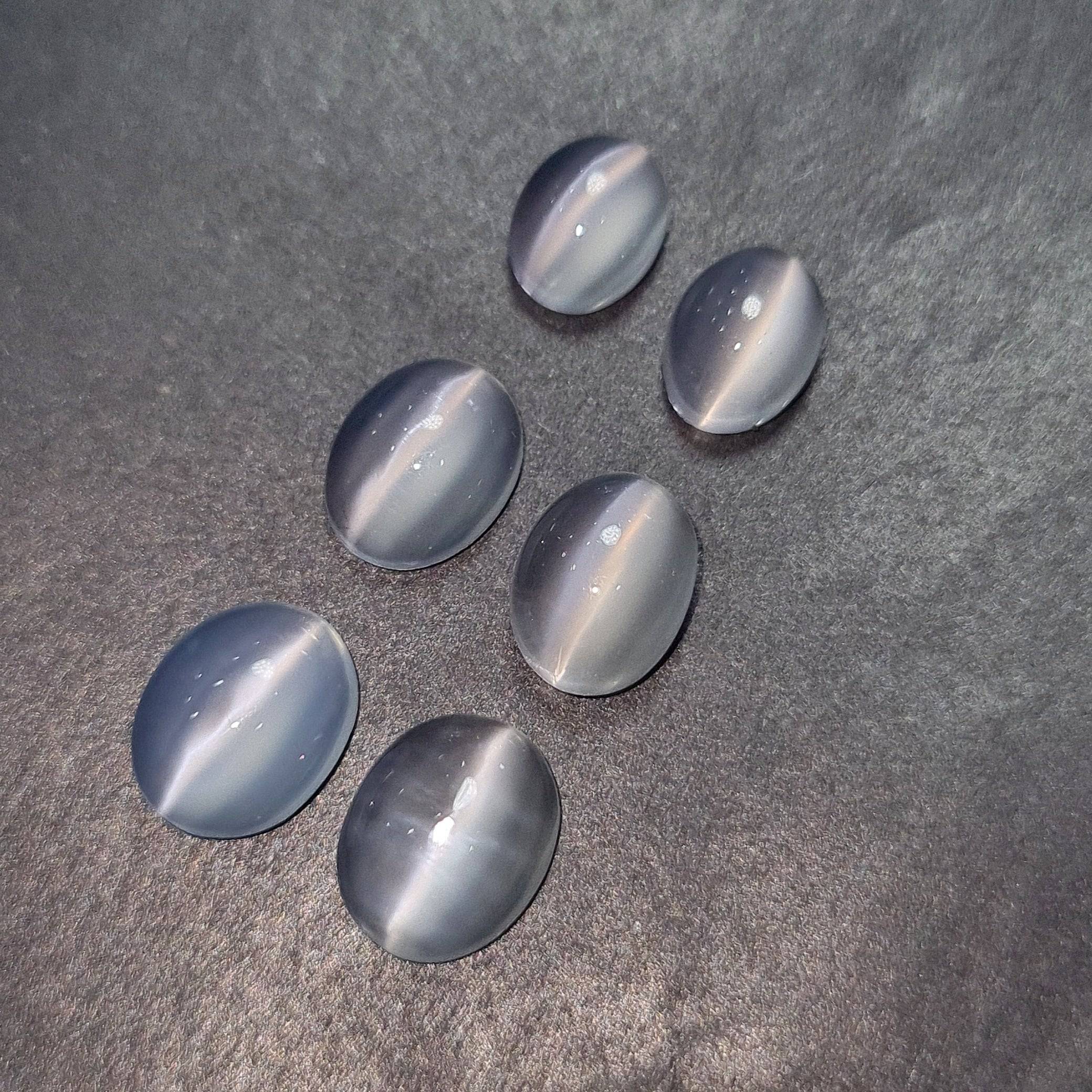 6 Pcs of Moonstones Cat eye | Natural Cabochons Graduated Size Pair - The LabradoriteKing