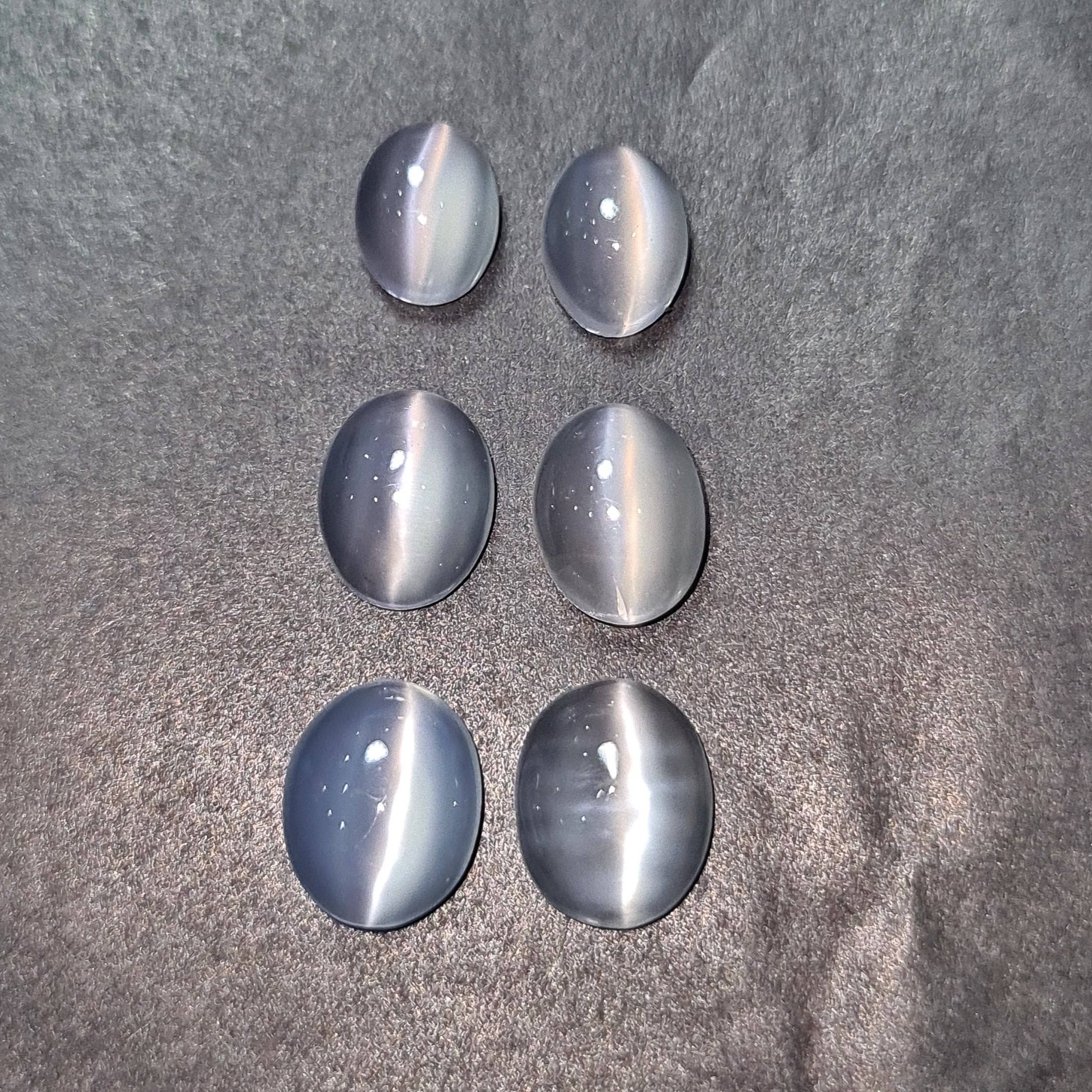 6 Pcs of Moonstones Cat eye | Natural Cabochons Graduated Size Pair - The LabradoriteKing