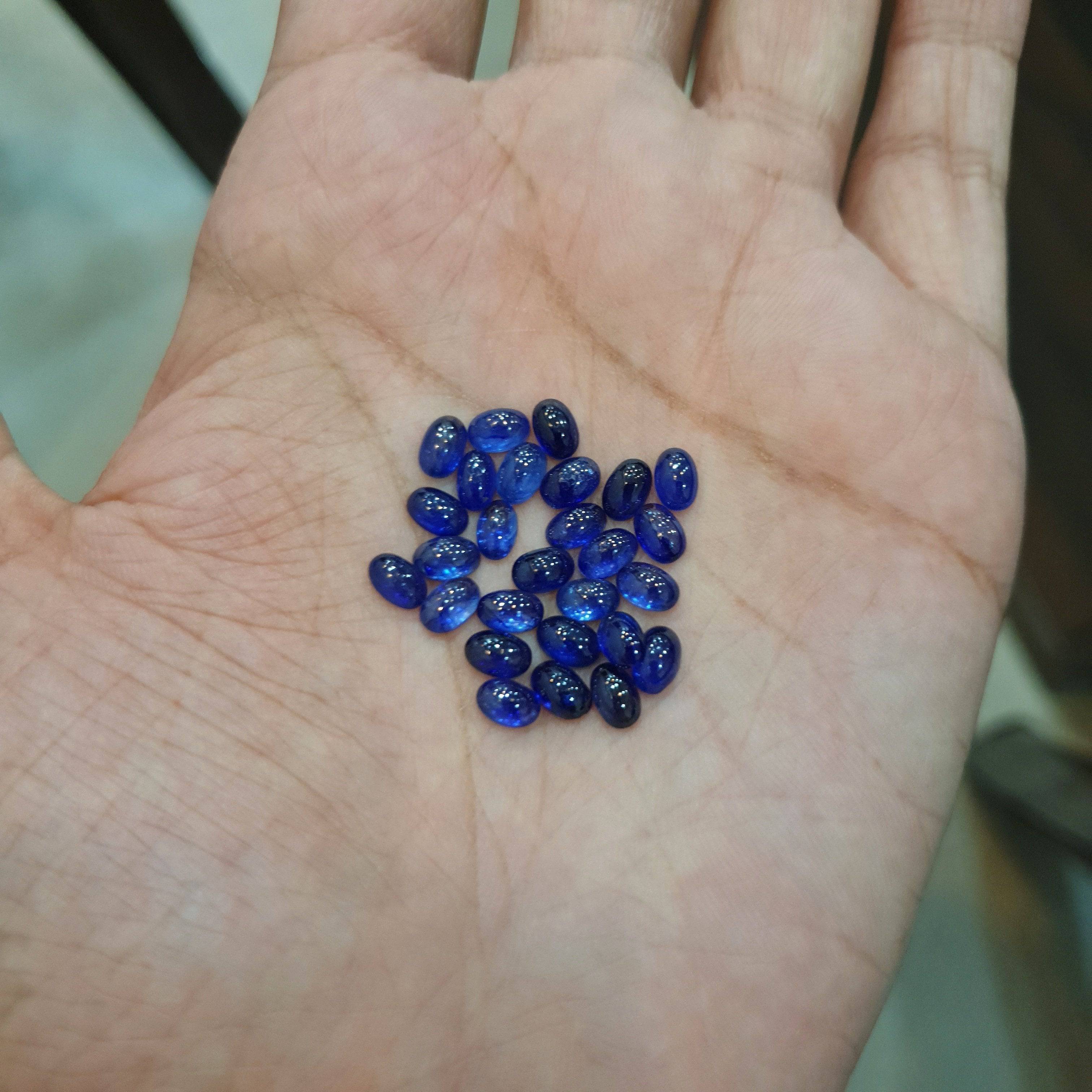 6 Pcs Sapphire Cabocbons Ovals | 7-8mm Size | Srilankan - The LabradoriteKing