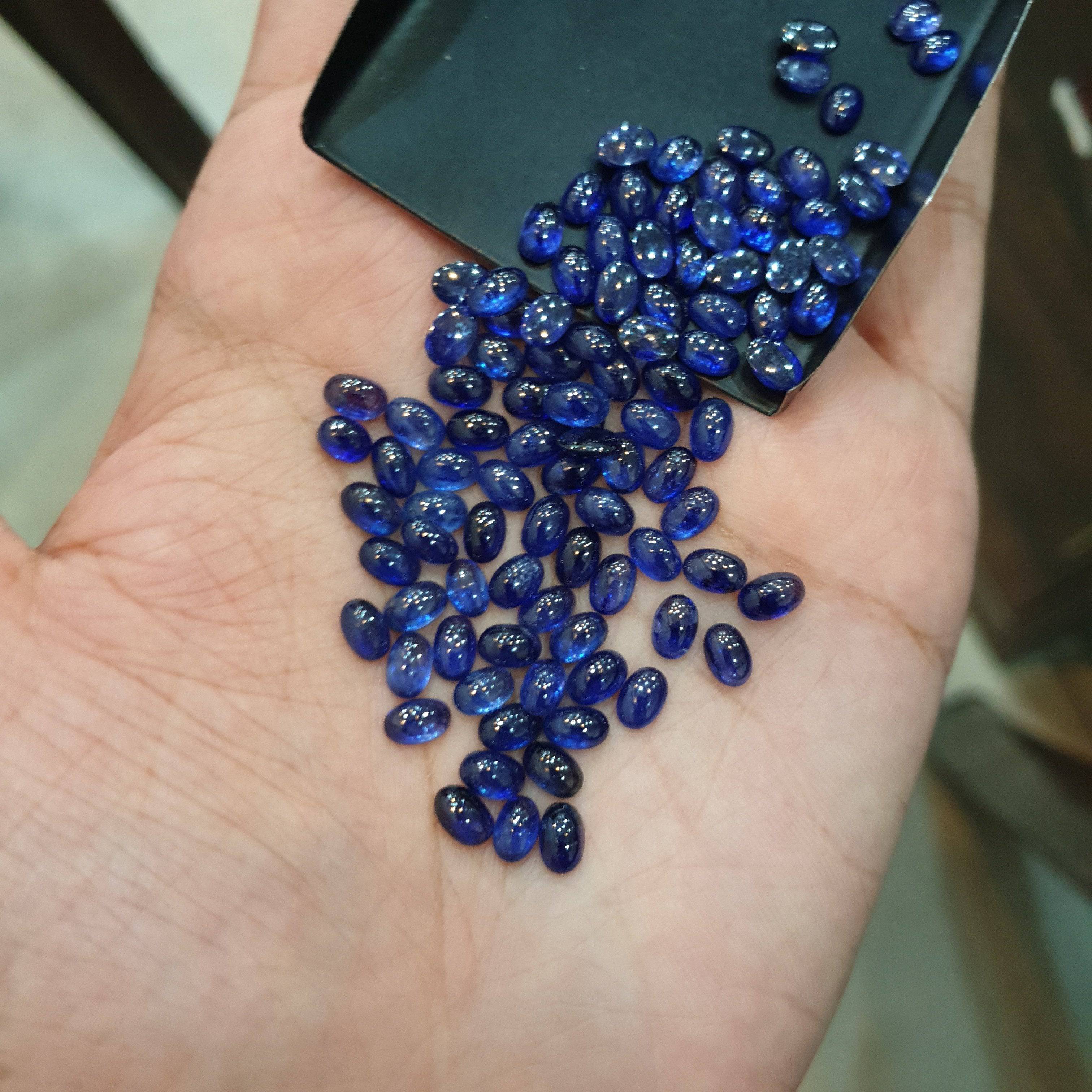 6 Pcs Sapphire Cabocbons Ovals | 7-8mm Size | Srilankan - The LabradoriteKing