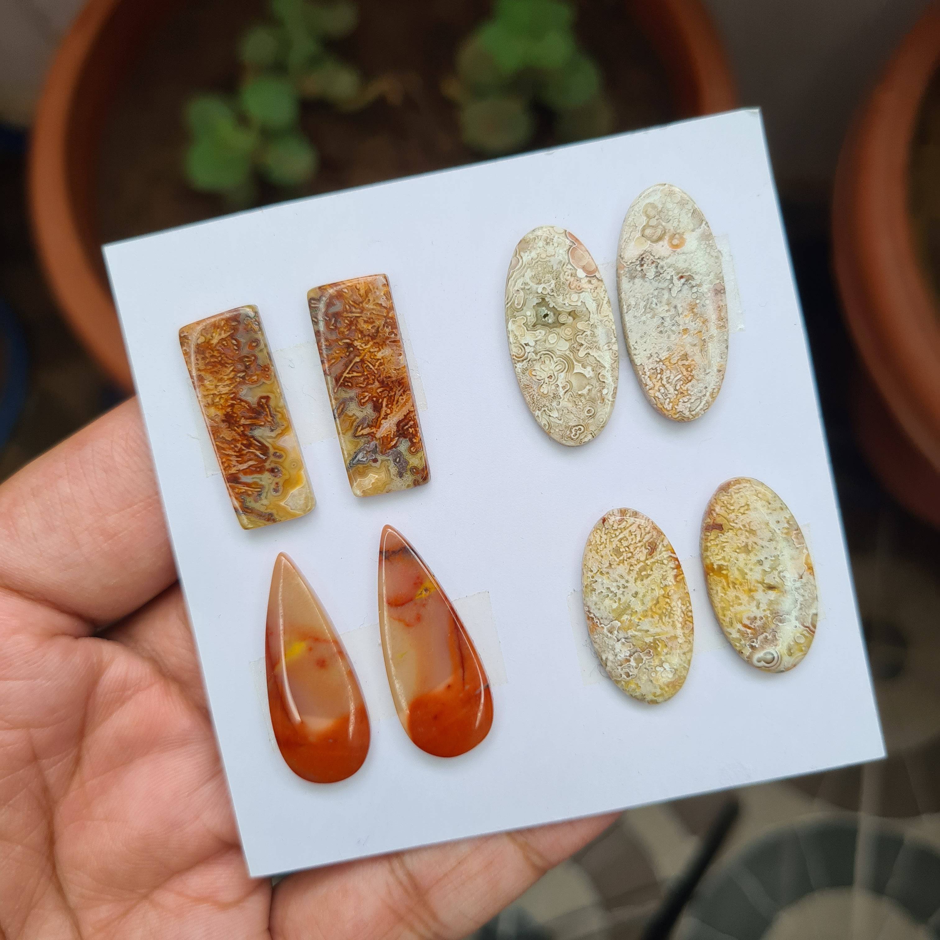 8 Pcs Pair Natural Cabochon Gemstones | Fancy Shape, 24-26mm Size, - The LabradoriteKing