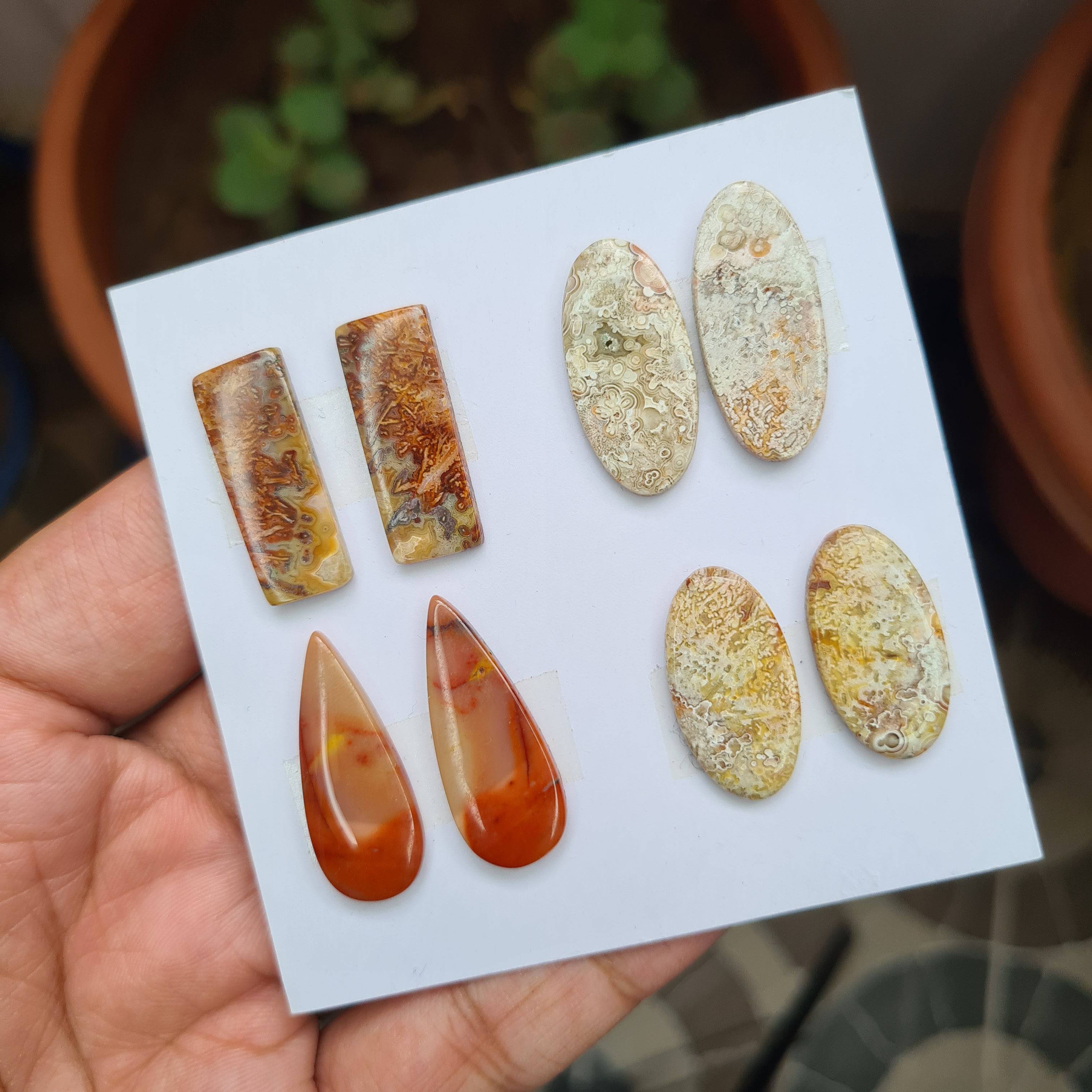 8 Pcs Pair Natural Cabochon Gemstones | Fancy Shape, 24-26mm Size, - The LabradoriteKing