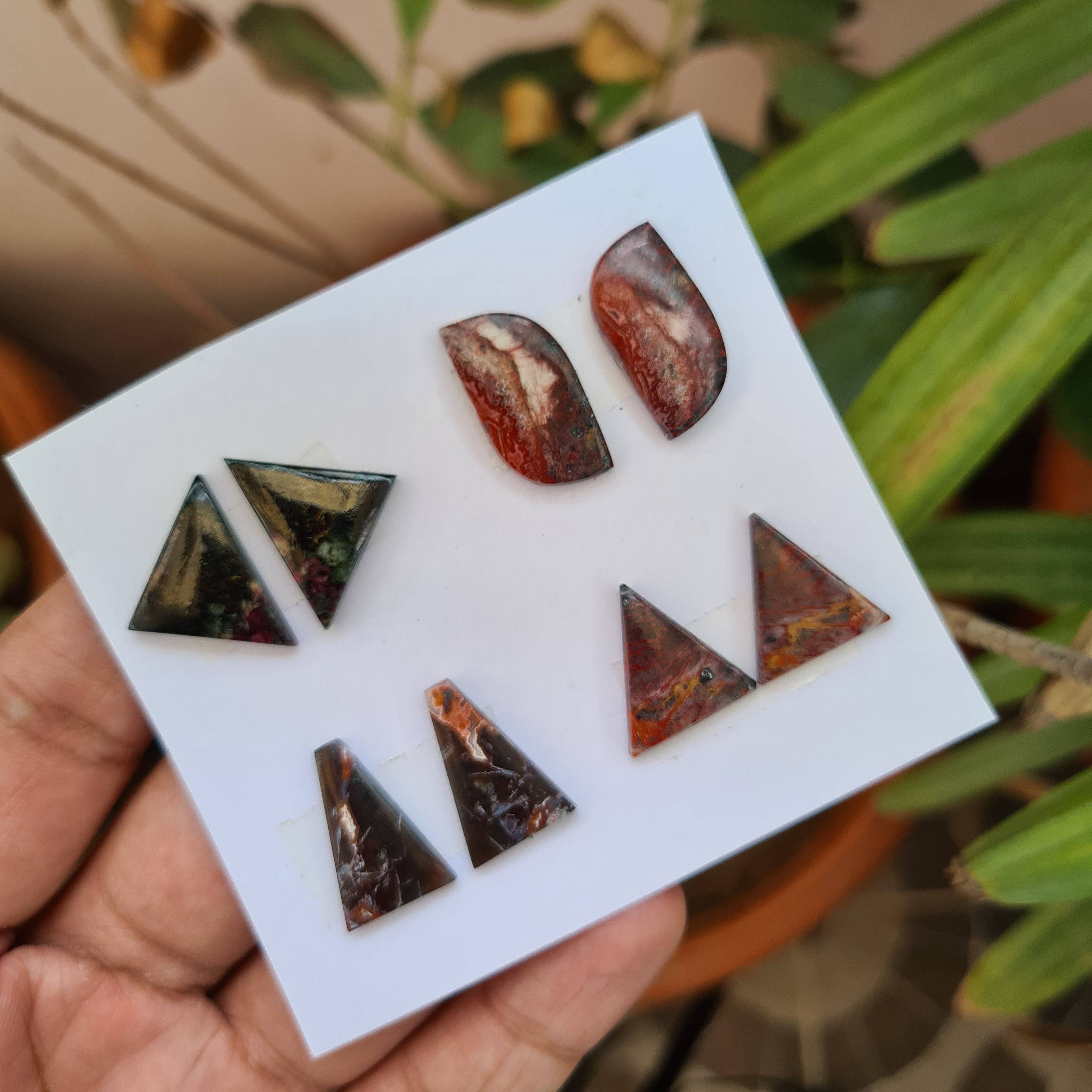 8 Pcs Pair Natural Jasper Cabochon Gemstones | Fancy Shape, 17-21mm Size, - The LabradoriteKing