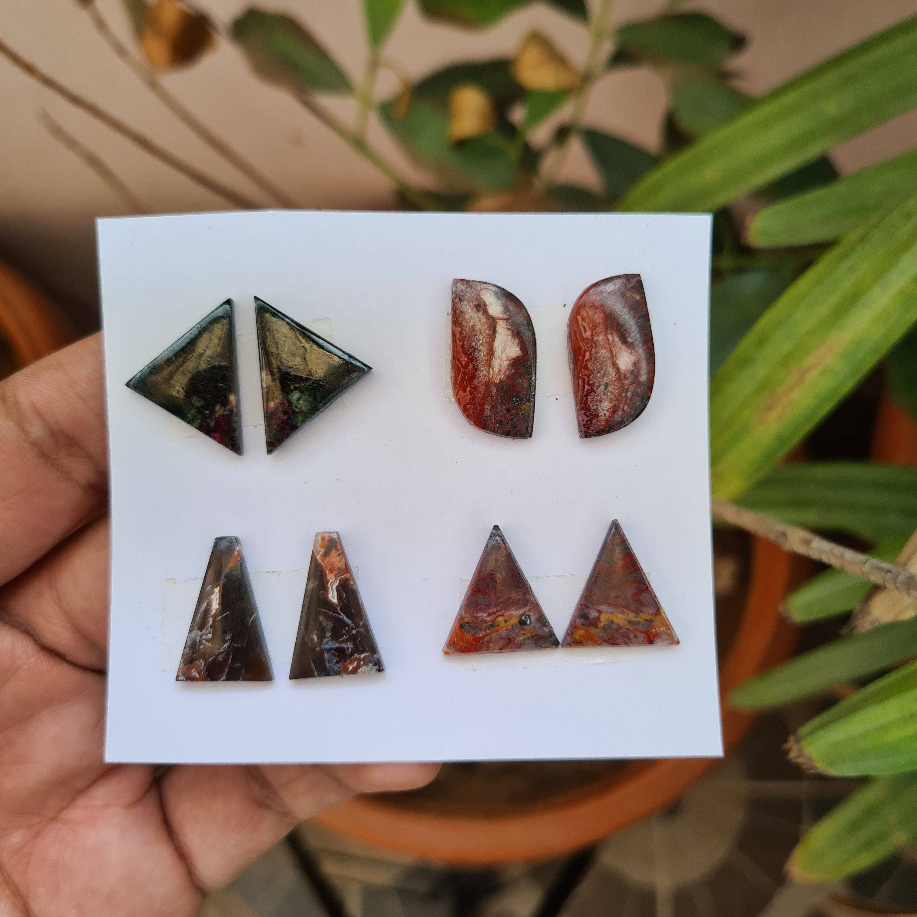 8 Pcs Pair Natural Jasper Cabochon Gemstones | Fancy Shape, 17-21mm Size, - The LabradoriteKing