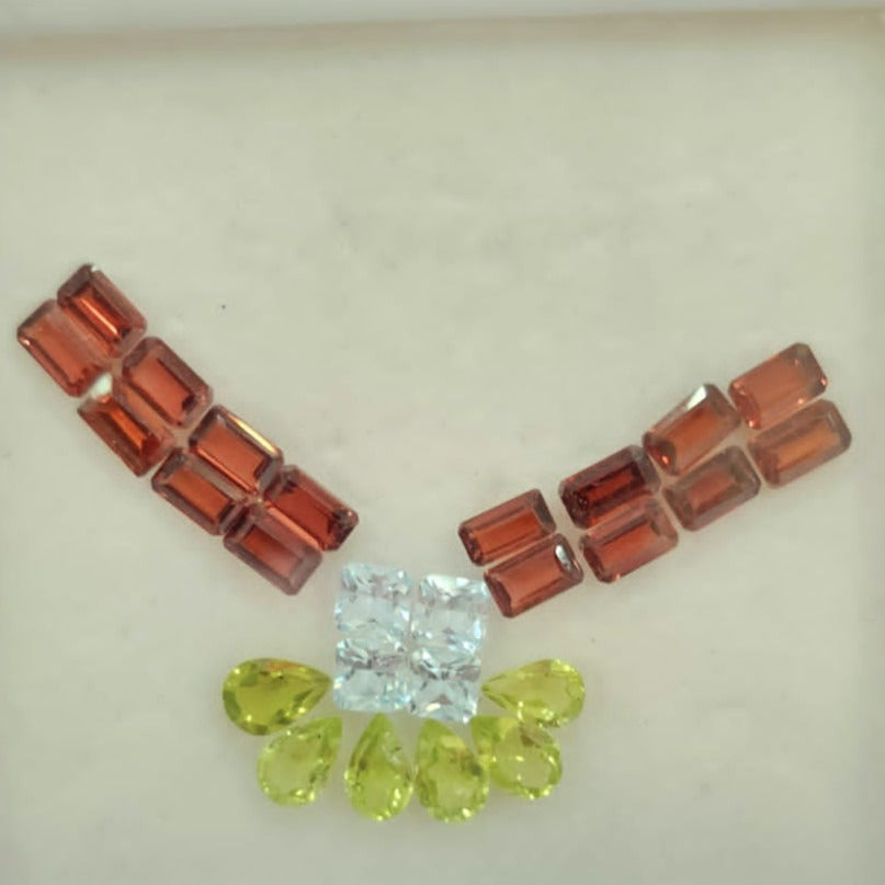 26 Pcs Natural Garnet, Blue Topaz And Peridot Mix Shape Faceted cut Loose Gemstone Size: 4-6mm, - The LabradoriteKing