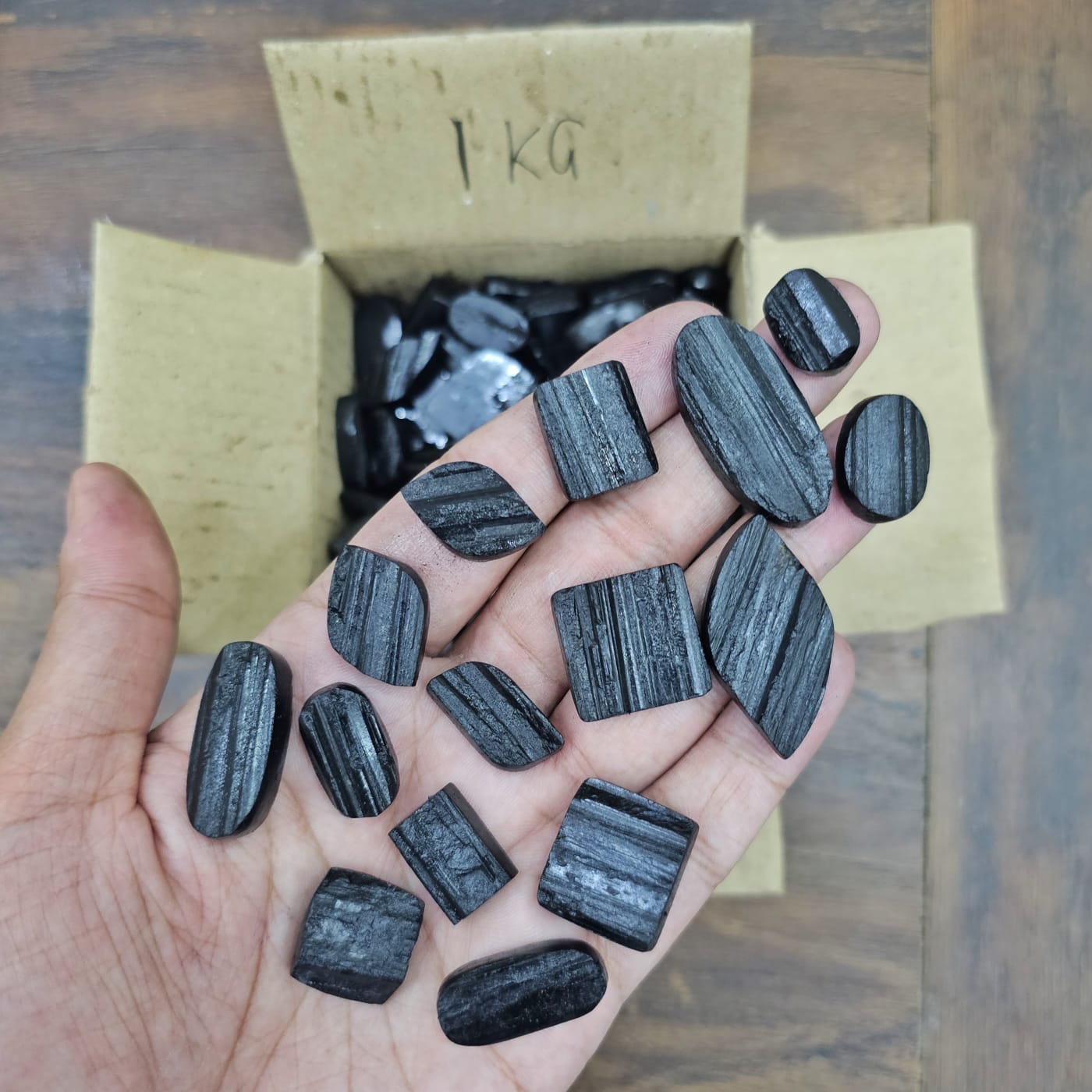 1 KG Natural Black Tourmaline Flat Backs | 100-120pcs - The LabradoriteKing