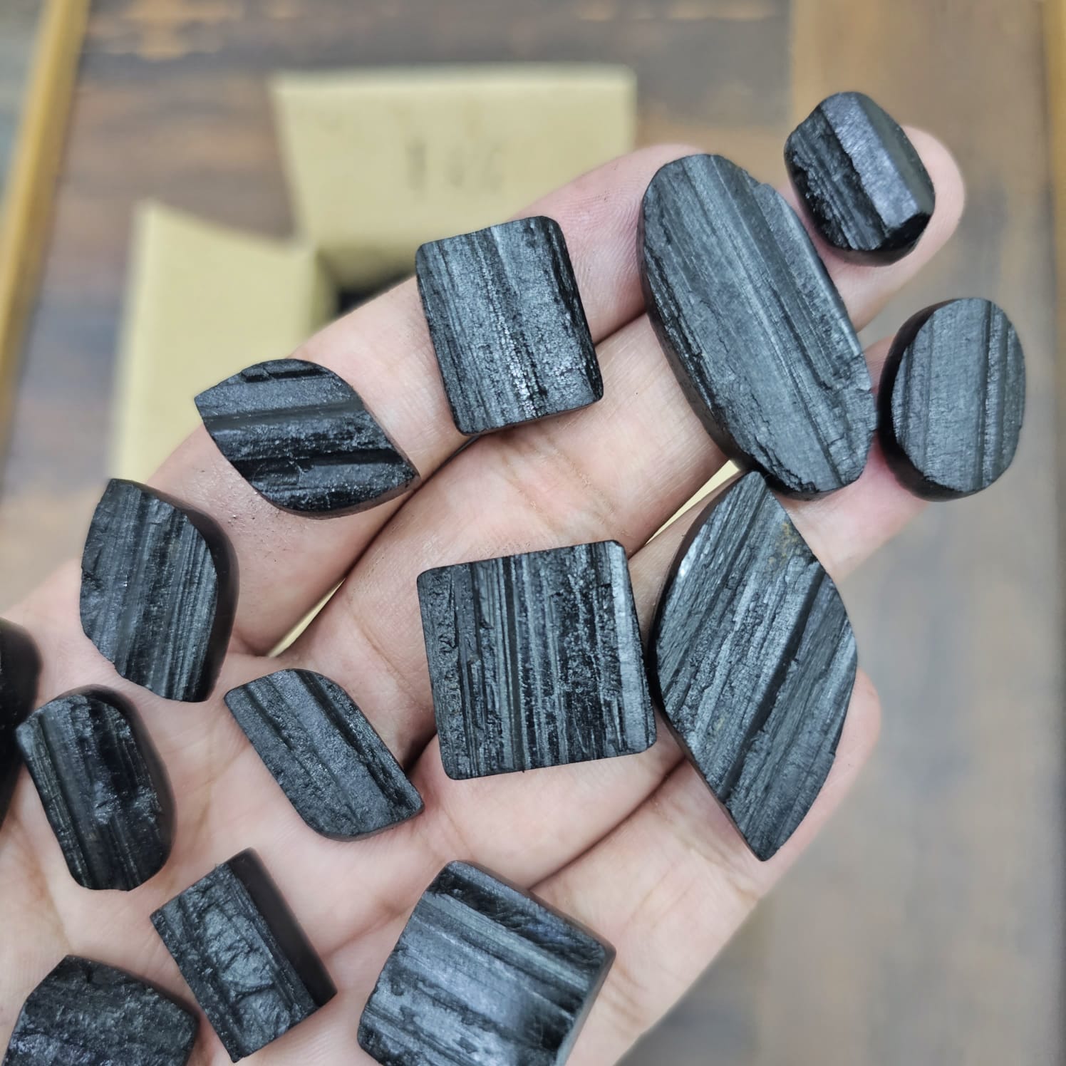 1 KG Natural Black Tourmaline Flat Backs | 100-120pcs - The LabradoriteKing