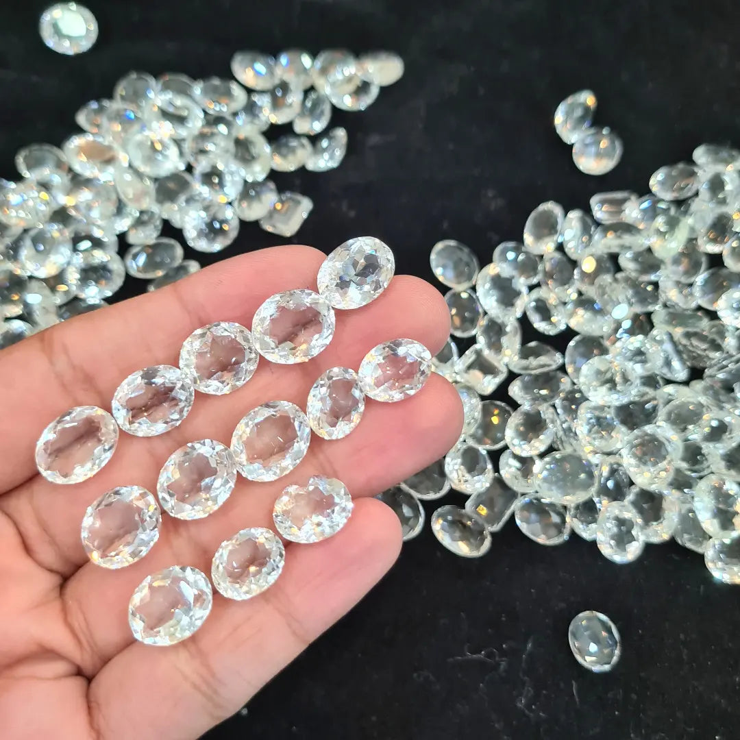 20 Pcs Clear Quartz from Himalaya, Himachal Pradesh| 12-15mm Ovals - The LabradoriteKing